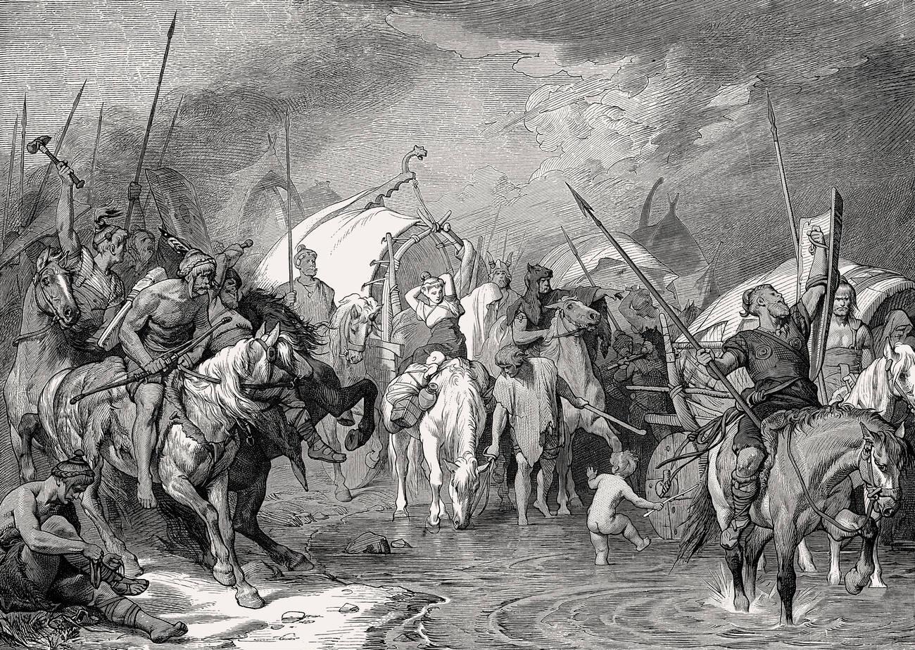 The Cimbri moving through Europe