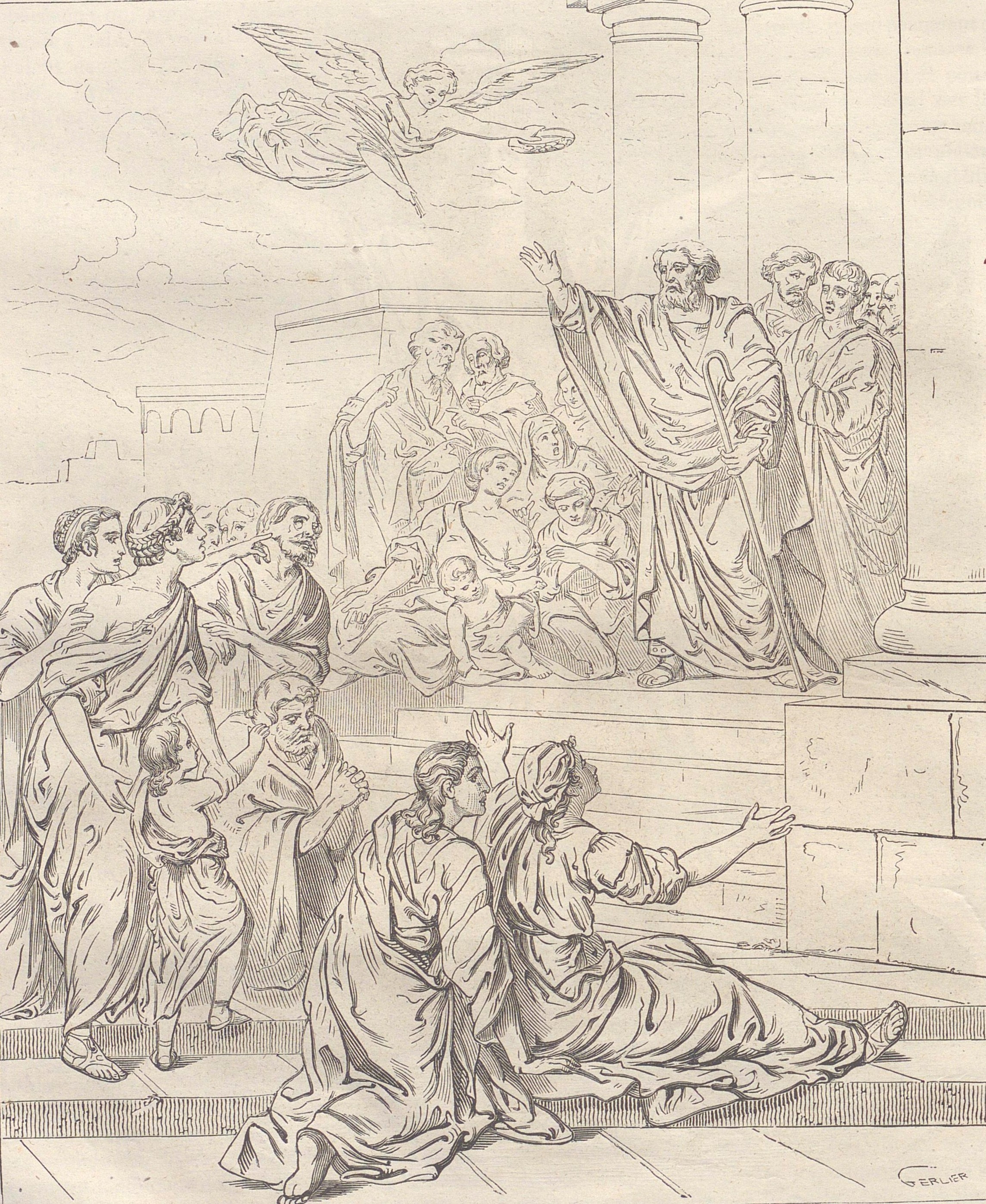 Saint Denis preaching Christianity in the Gauls, after Lesueur
