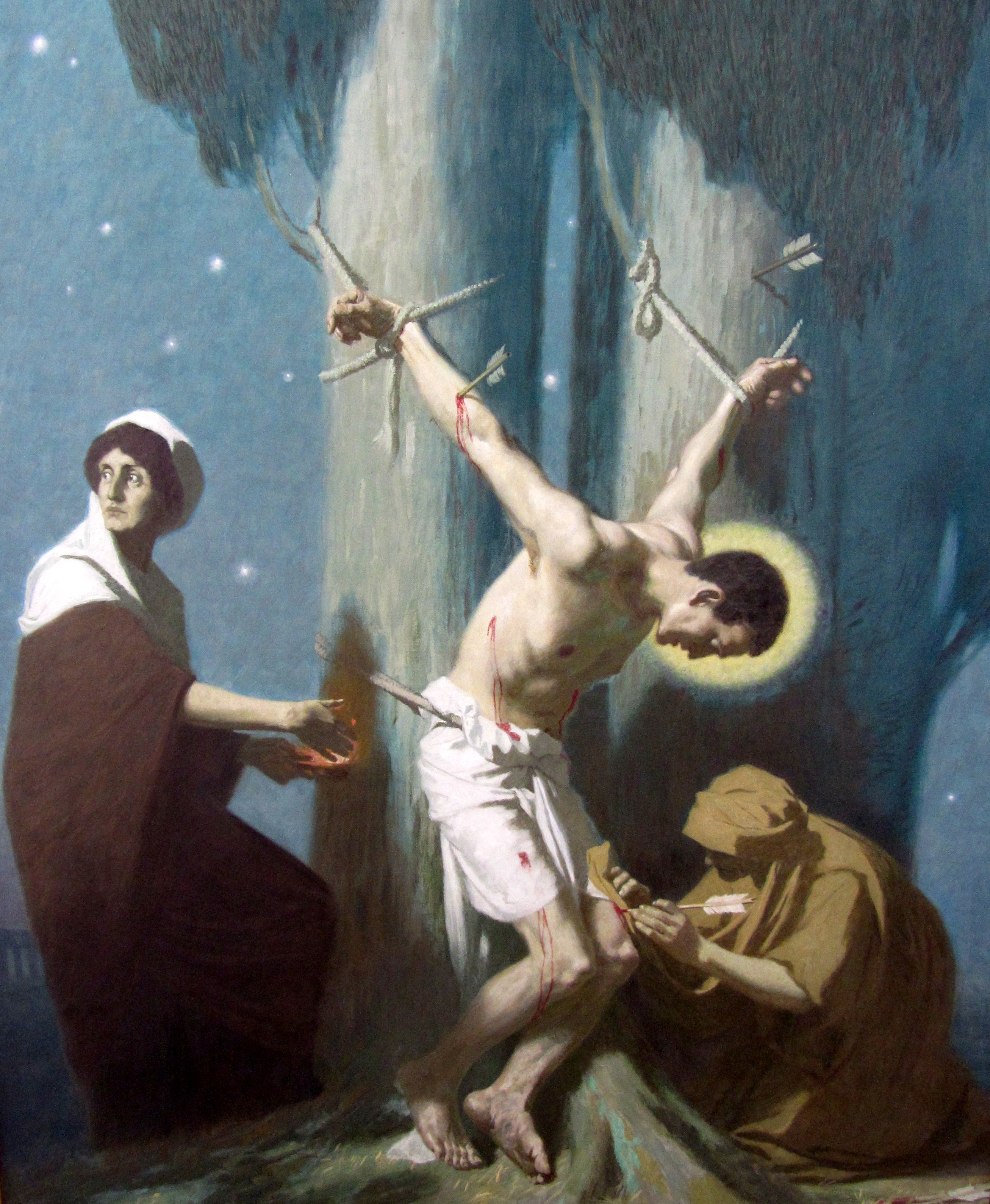 Ceiling painting with the theme of Saint Sebastian