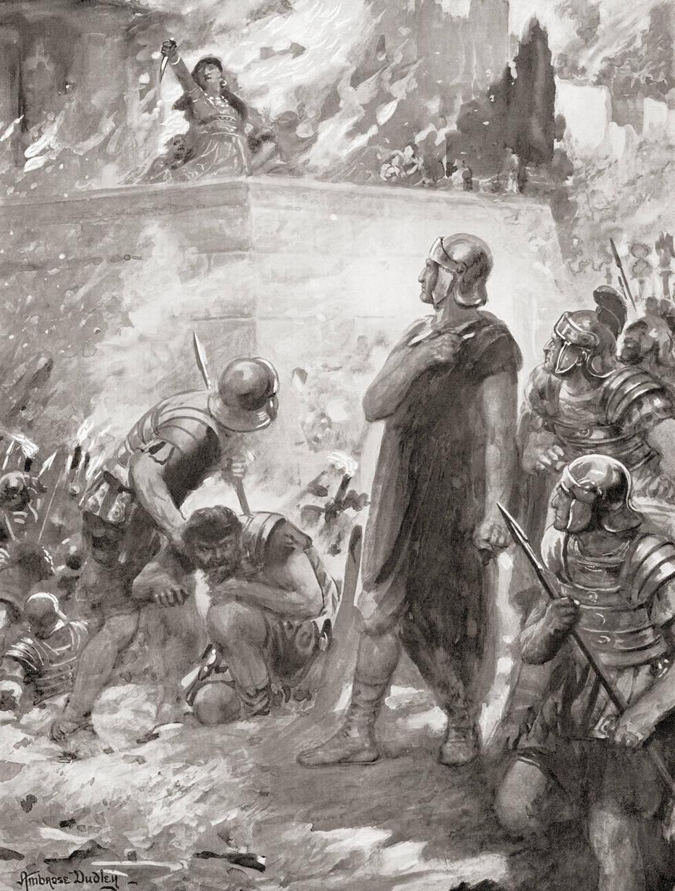 Hasdrubal begging for his life at the feet of Scipio