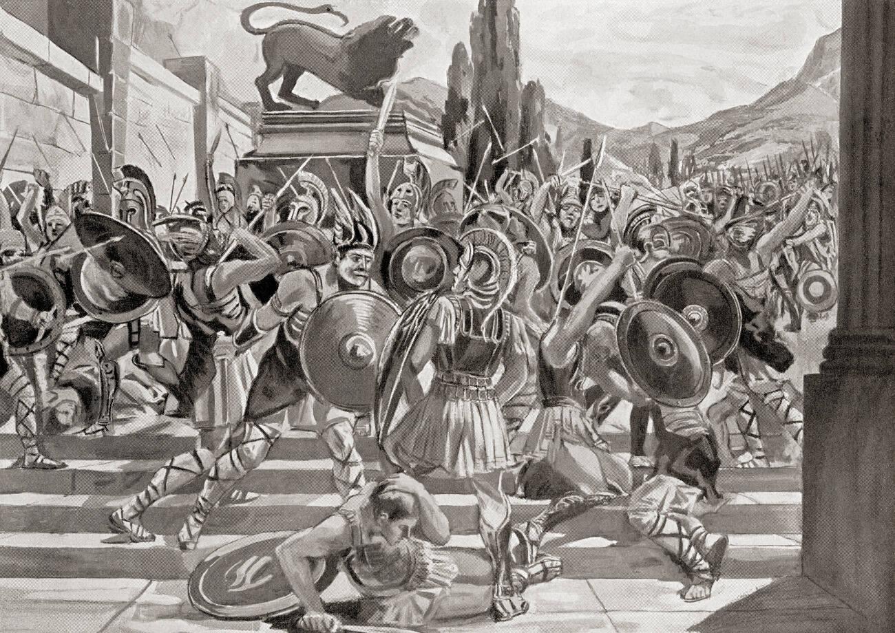 The Gauls under the leadership of Brennus aka Brennos, invading Macedonia