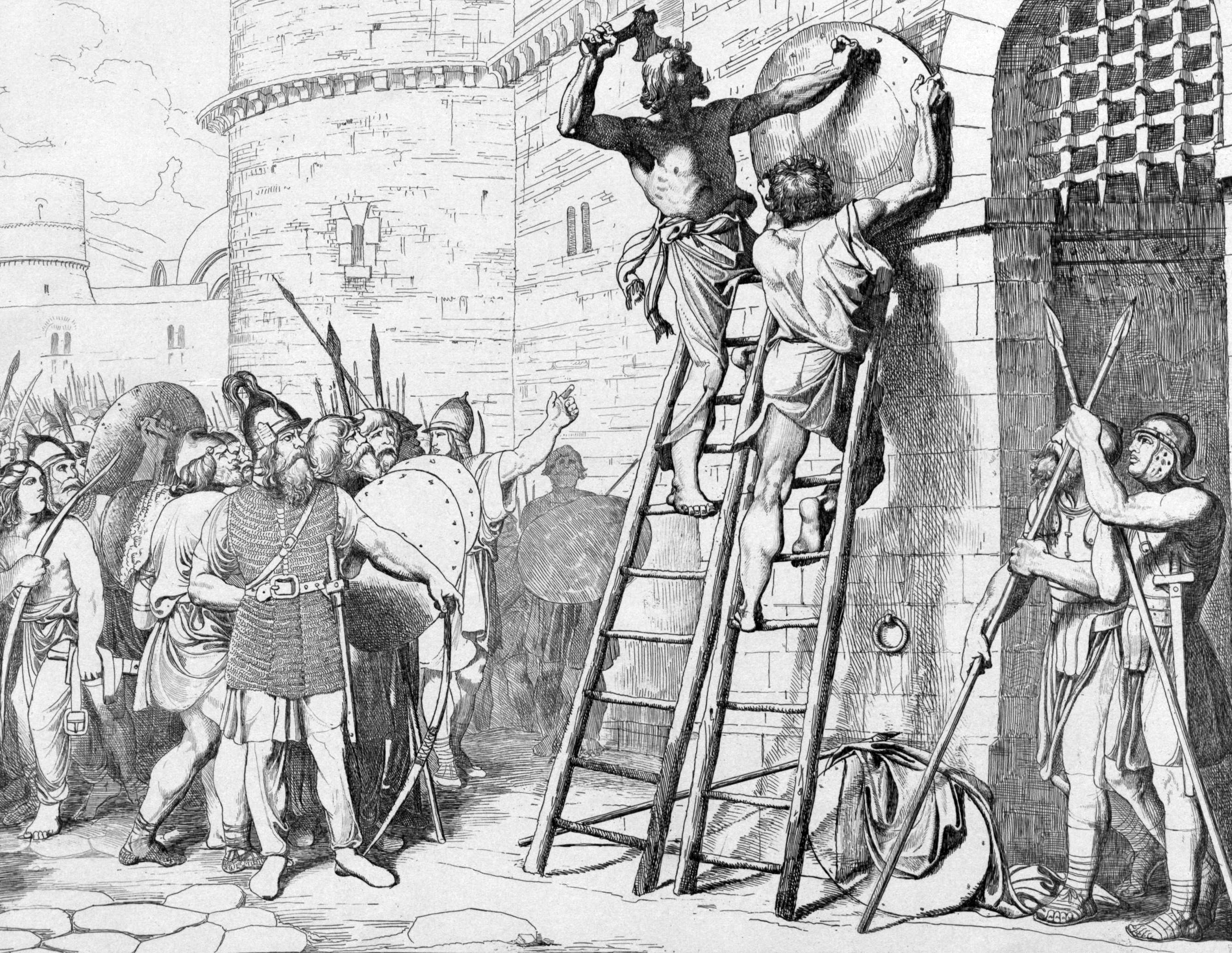Oleg having his shield nailed to the gates of Tzargrad (Constantinople).