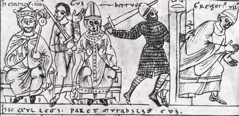 Enthronement of Pope Clement III and flight of Gregory VII
