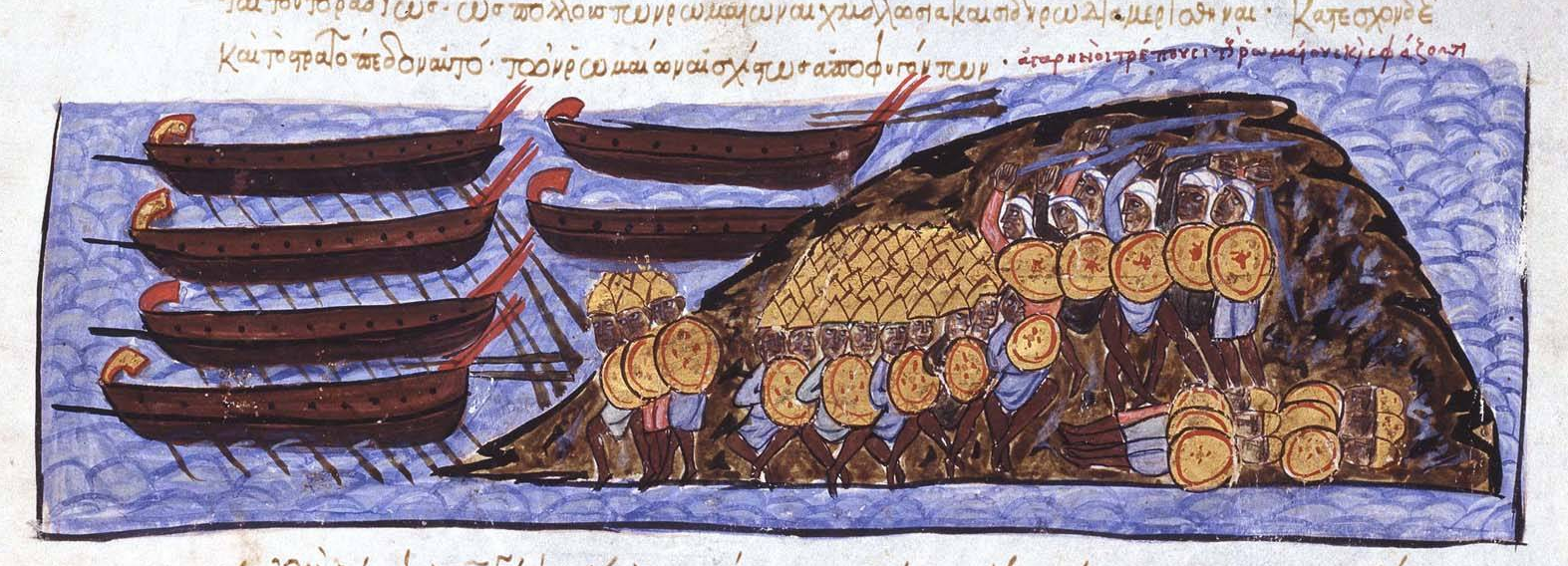 Saracens of Crete defeat a Byzantine reconquest attempt and drive the Byzantine army back to its ships