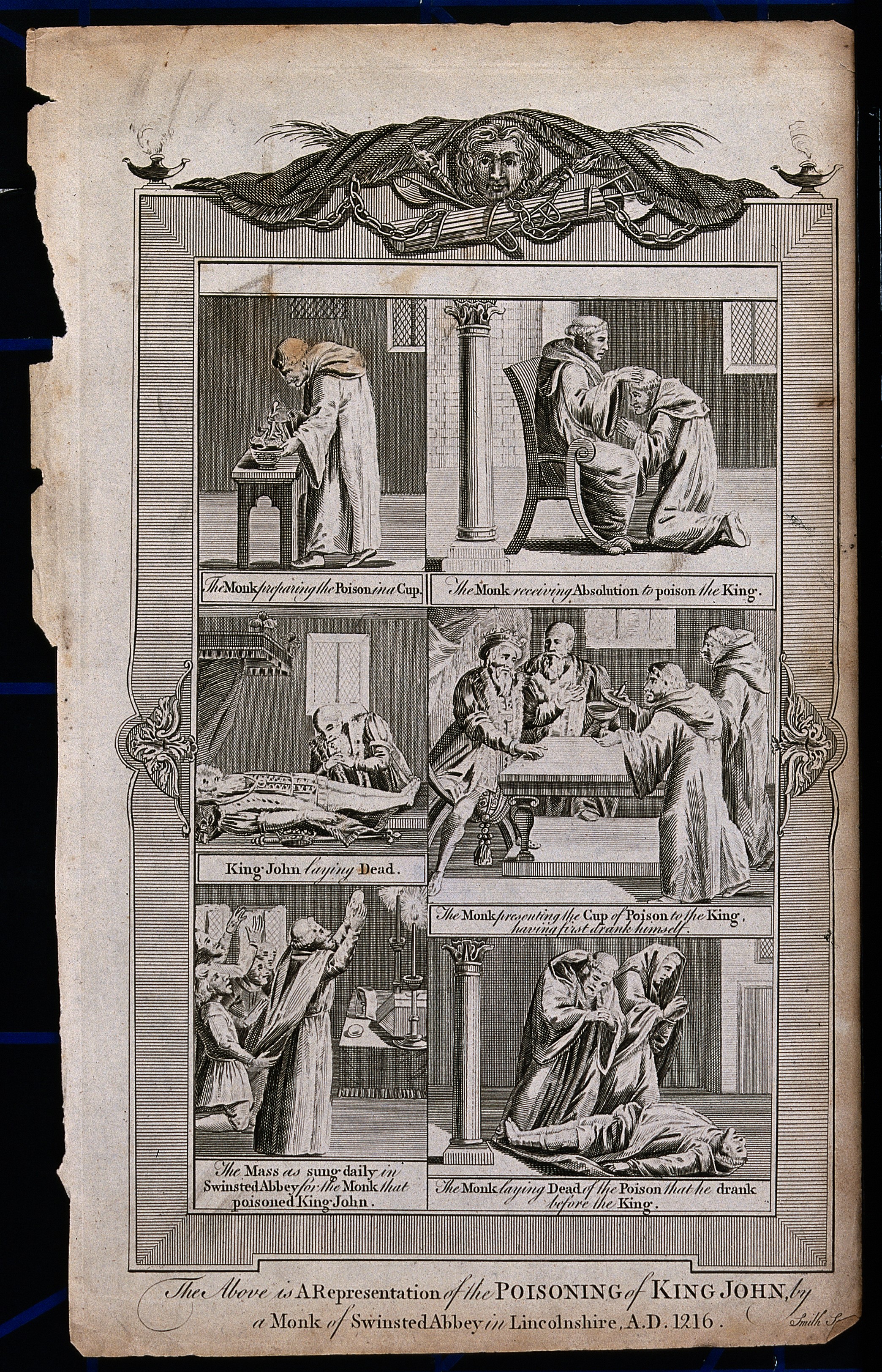 The poisoning of King John I at Swinsted Abbey in Lincolnshire