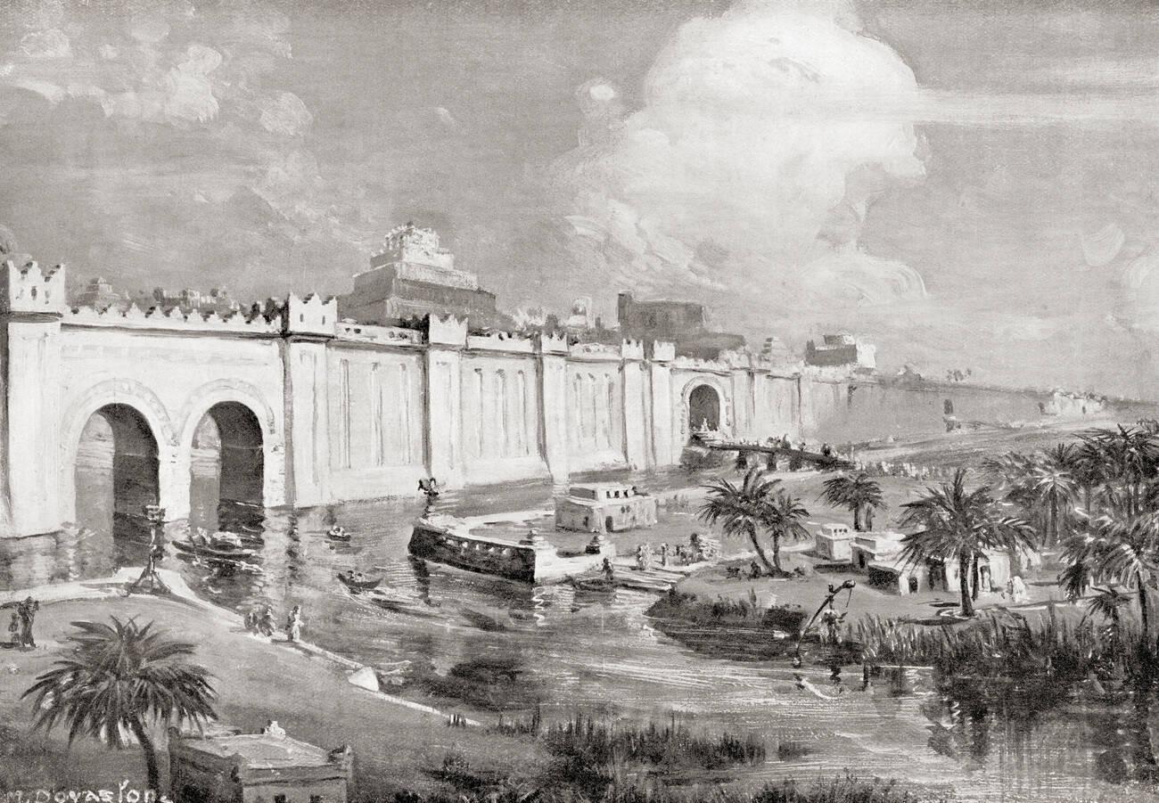 Artist's impression of Babylon restored showing the temple tower of Esagila, the shrine of Marduk the god of Babylon