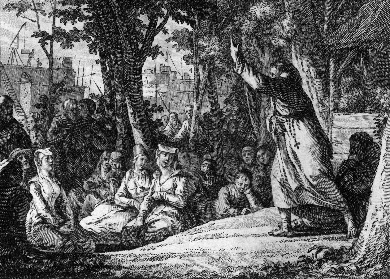 Robert d'Arbrissel preaching in Fontevraudwhere he founded the order of the abbey of Fontevraud