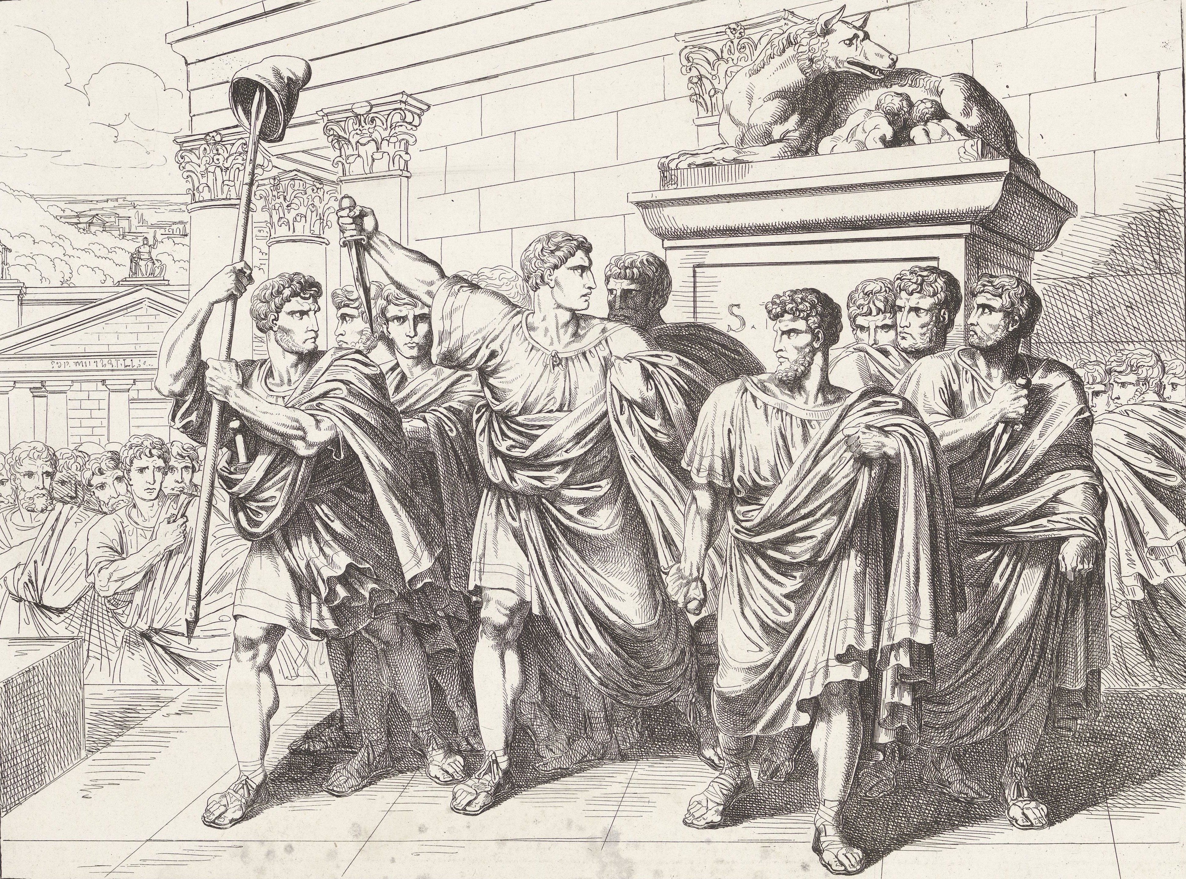Marcus Junius Brutus & other conspirators, after having killed Julius Caesar