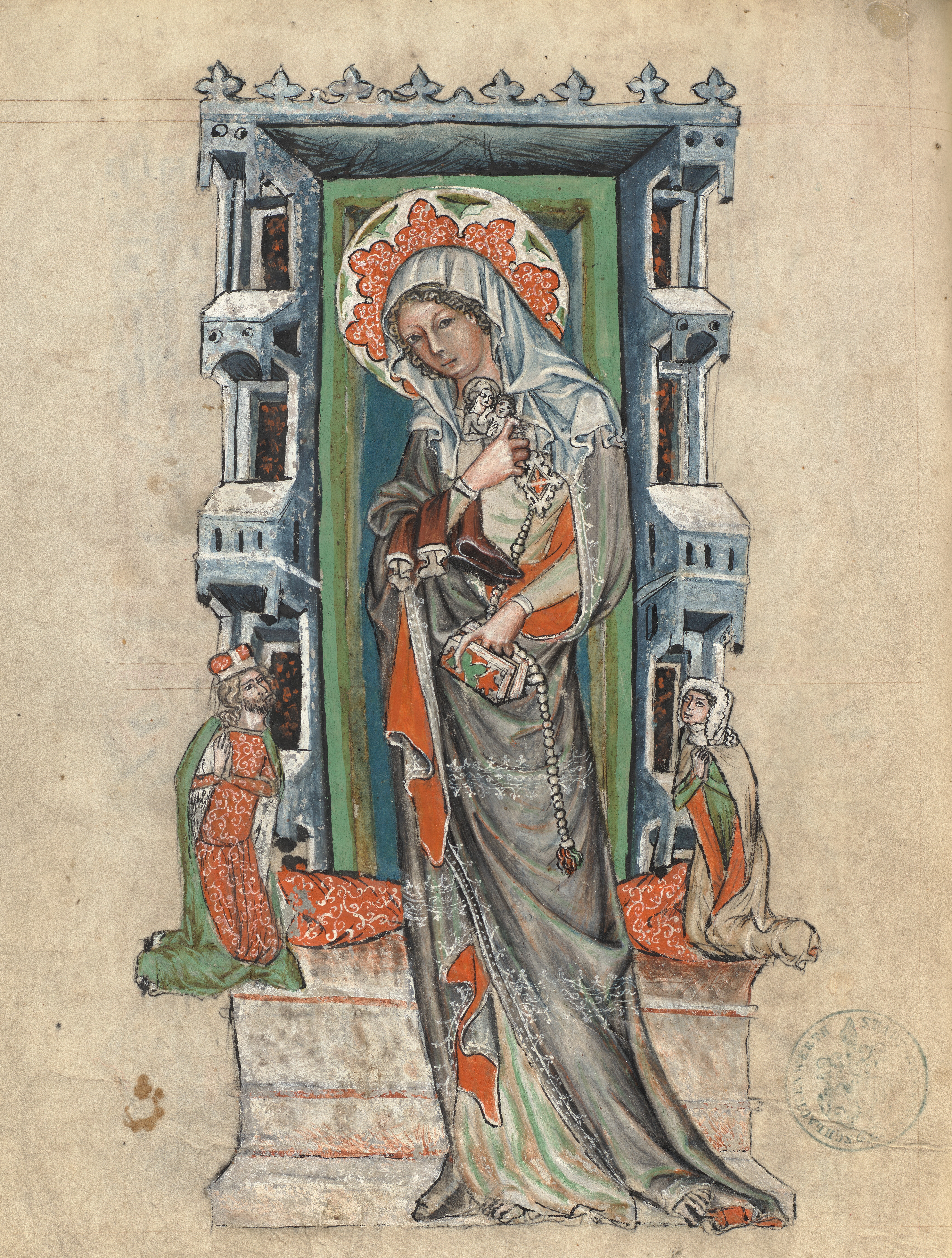 Saint Hedwig of Silesia with Duke Ludwig I of Liegnitz and Brieg and Duchess Agnes 1353 Unknown artist,Vita beatae Hedwigis