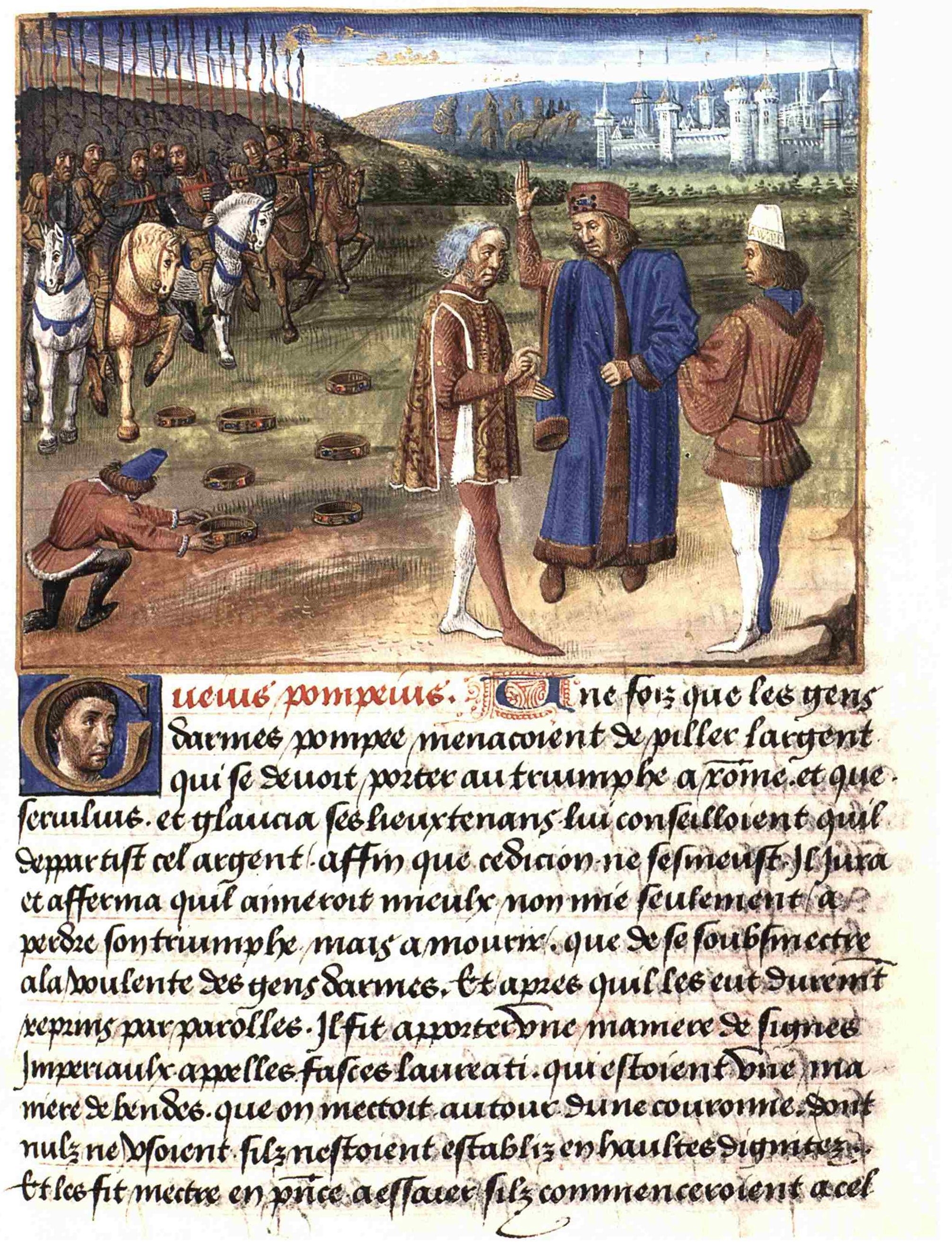 Pompey with his officers Servilius and Glaucia