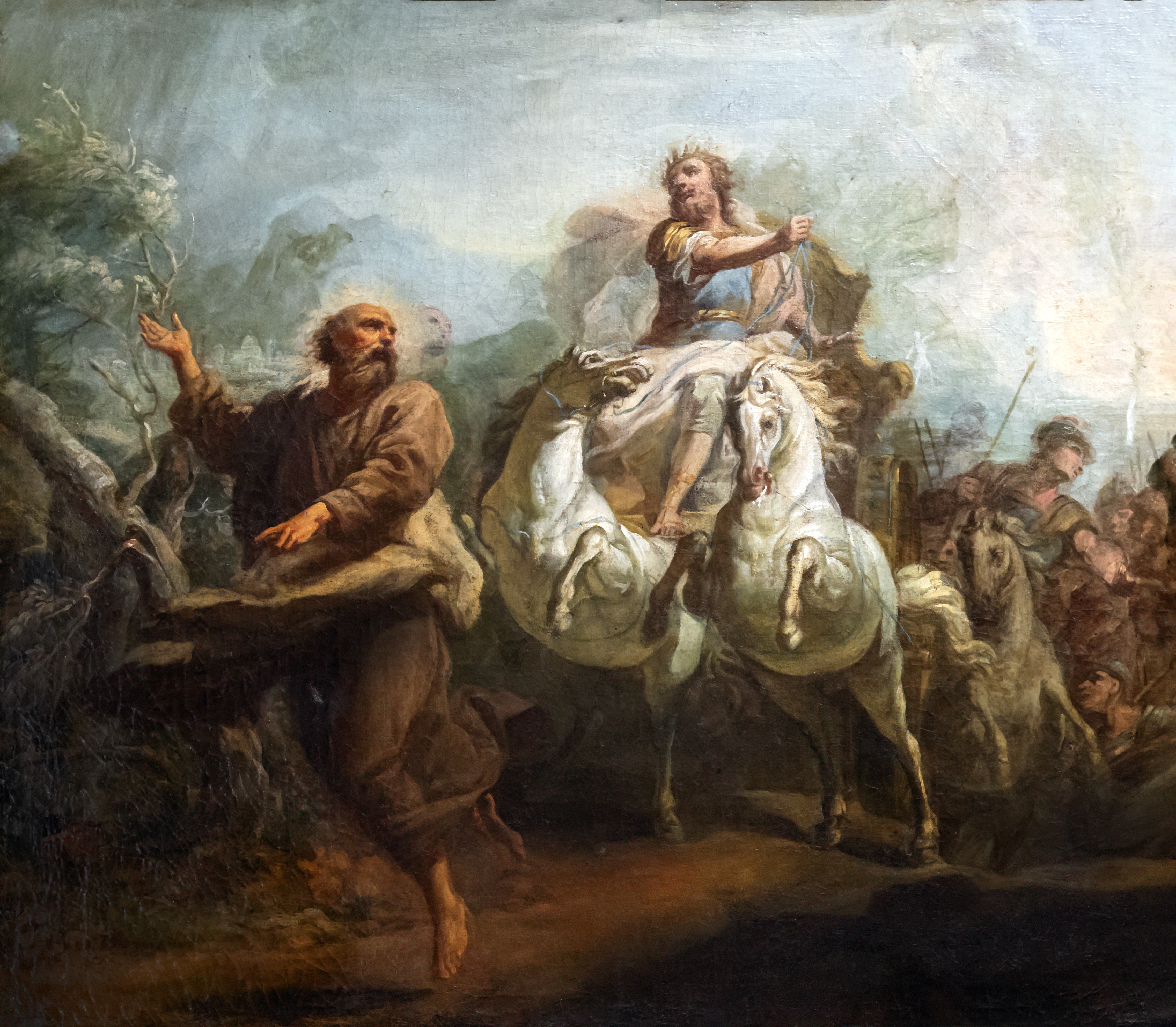 Elie running in front of King Ahab's chariot towards Yizreel