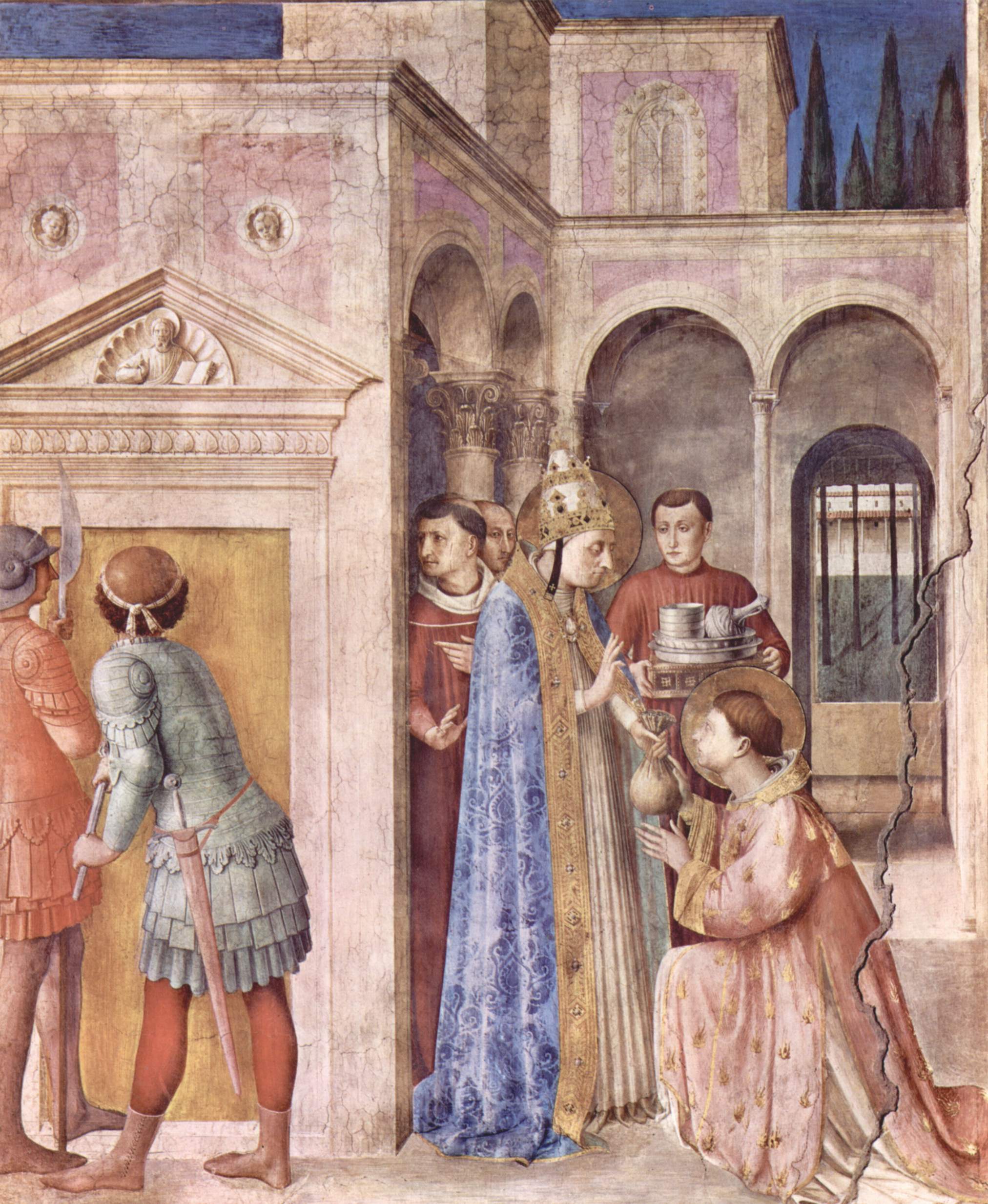 Before his execution, the Pope hands over the church treasure to St. Lawrence