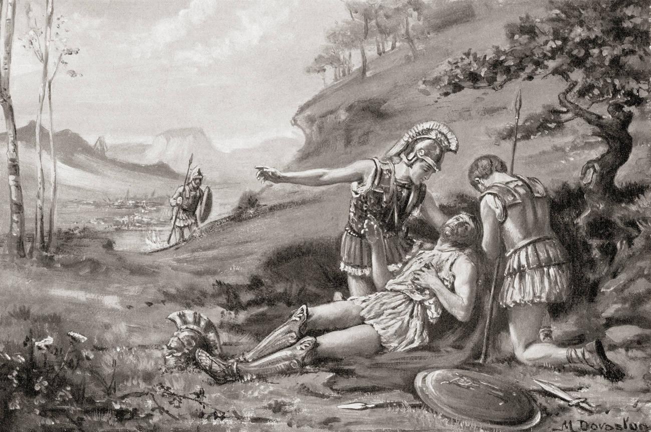 The death of Epameinondas at the Second Battle of Mantinea