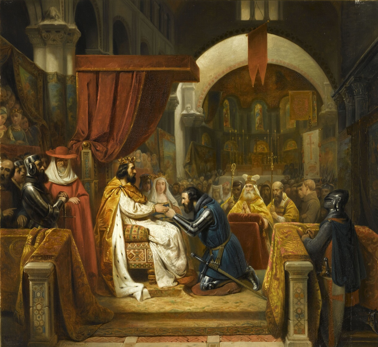 Henry of Burgundy receives the investiture of the County of Portugal, from King Alfonso VI