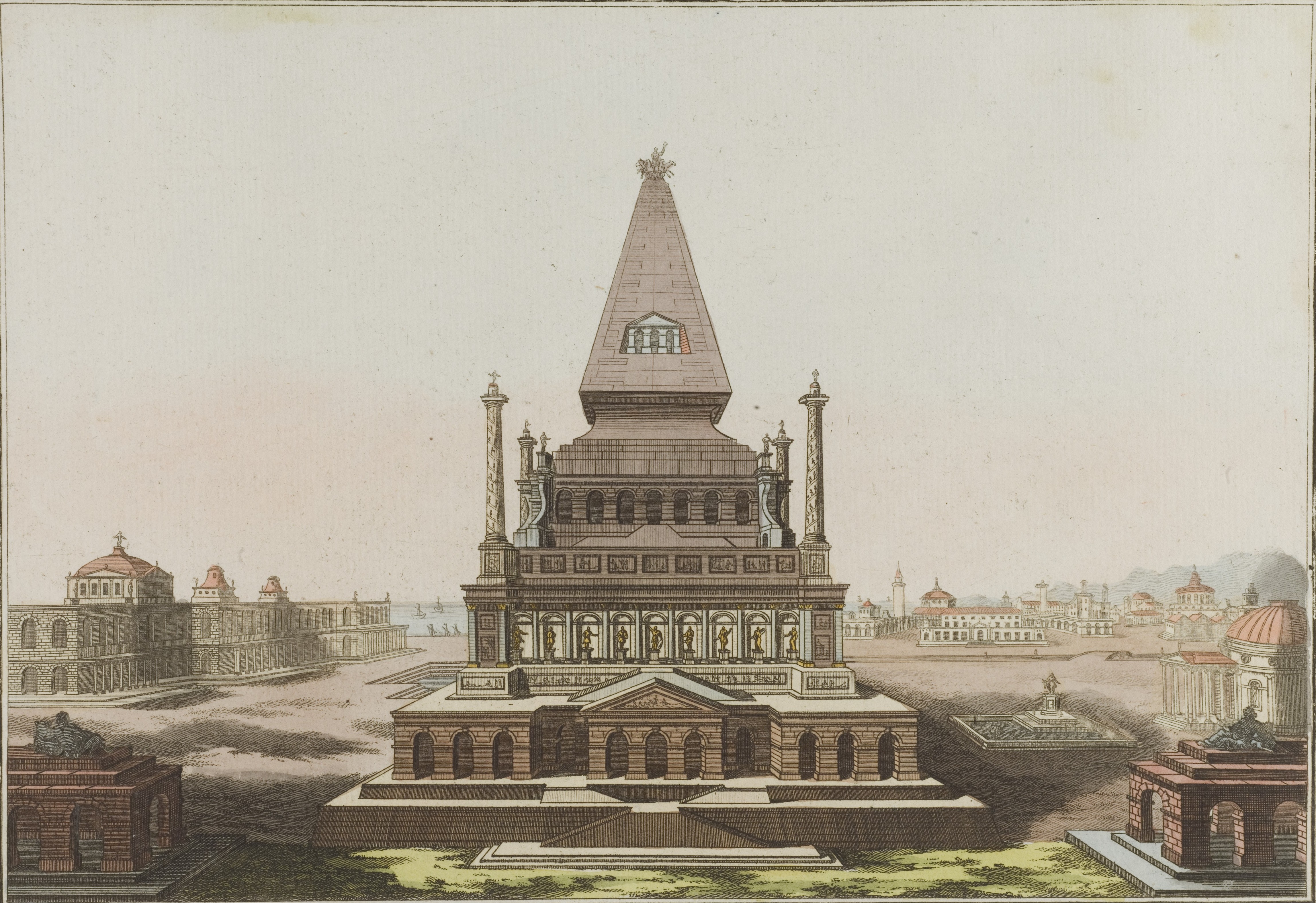 The tomb of Mausolus at Halicarnassus. Robert von. Spalart Coloured