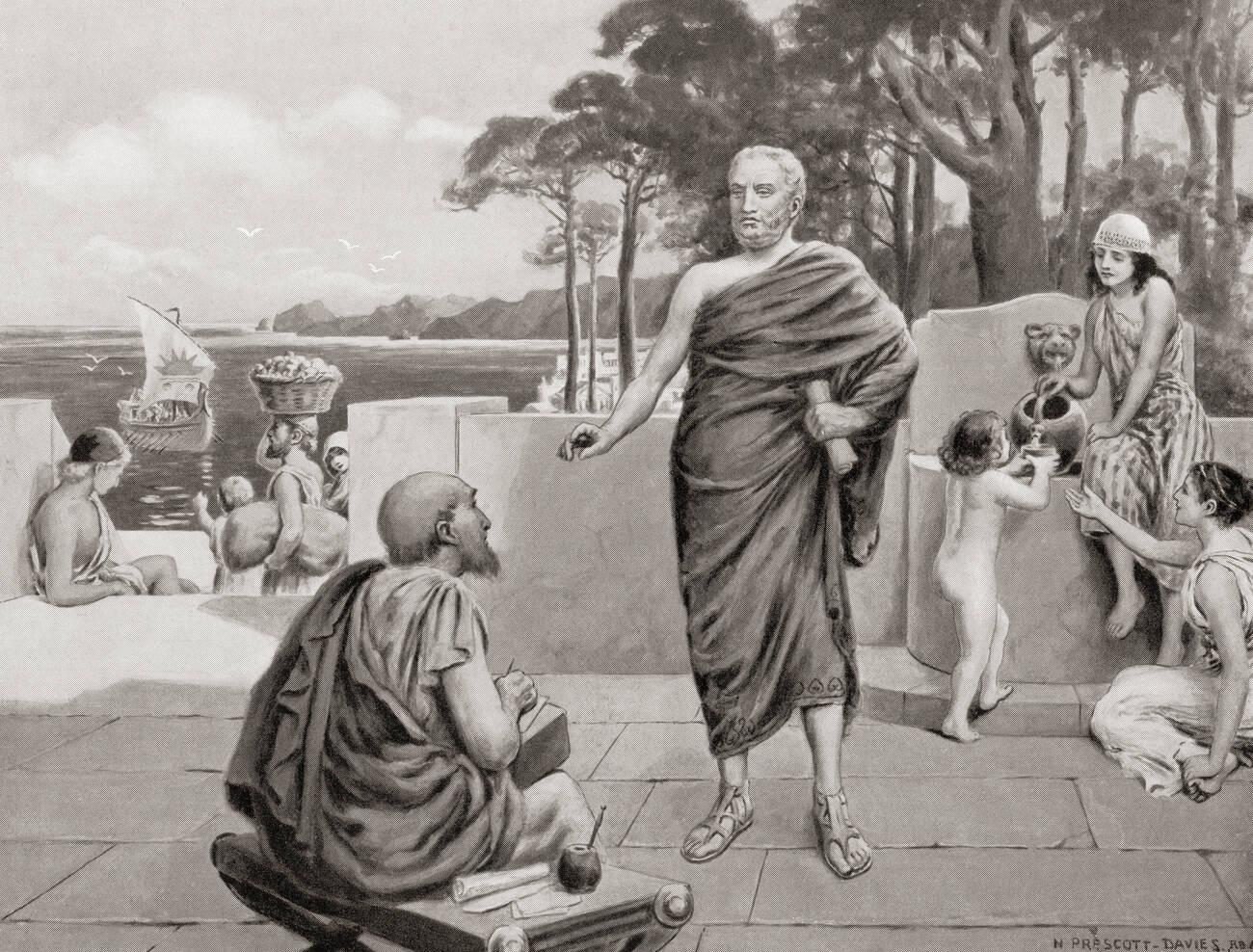 Thucydides in exile. Blamed for the loss of Amphipolis he was sent into exile