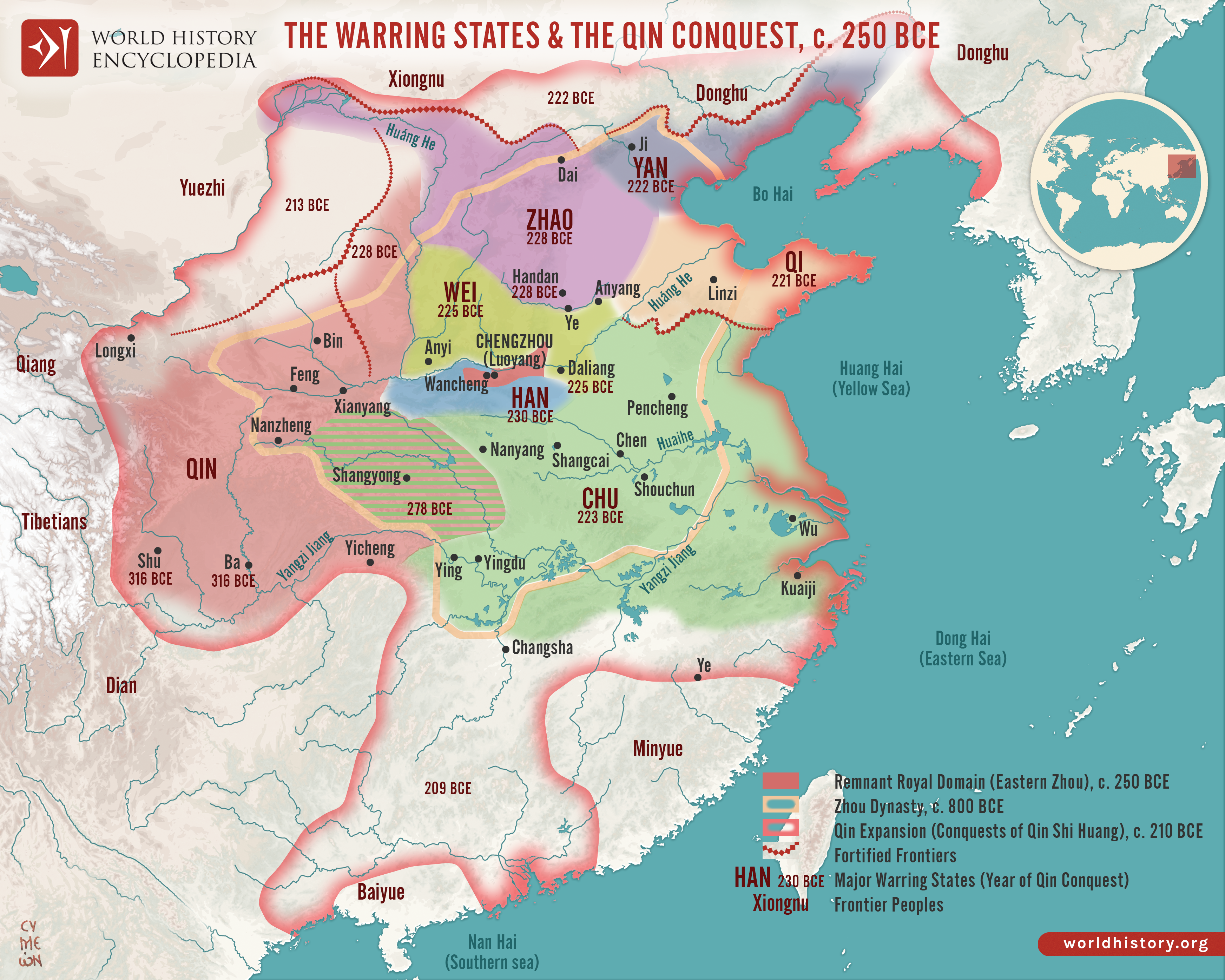Map of the Warring States & Qin Conquest