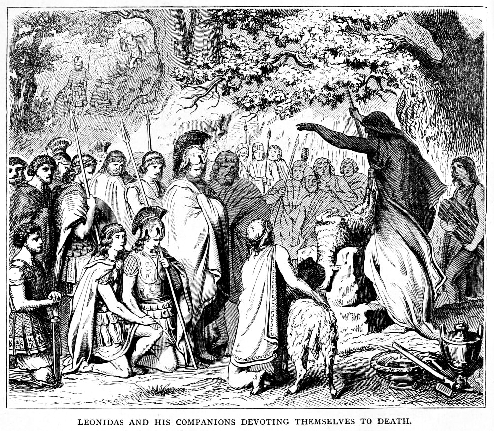 Leonidas and his companions devoting themselves to death