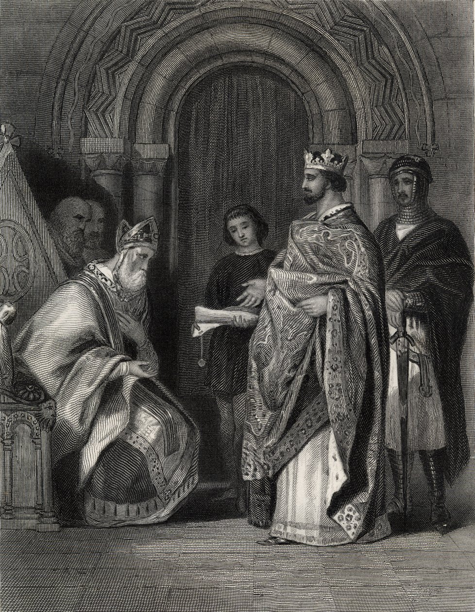 Henry II presenting the Popes Bull to the Archbishop of Cashel
