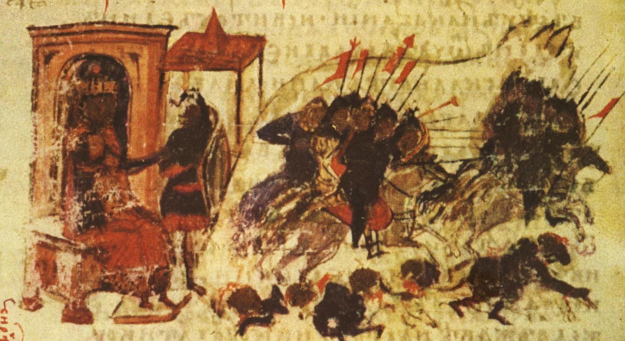 The arabs attacking Constantinople during the reign of emperor Leo III