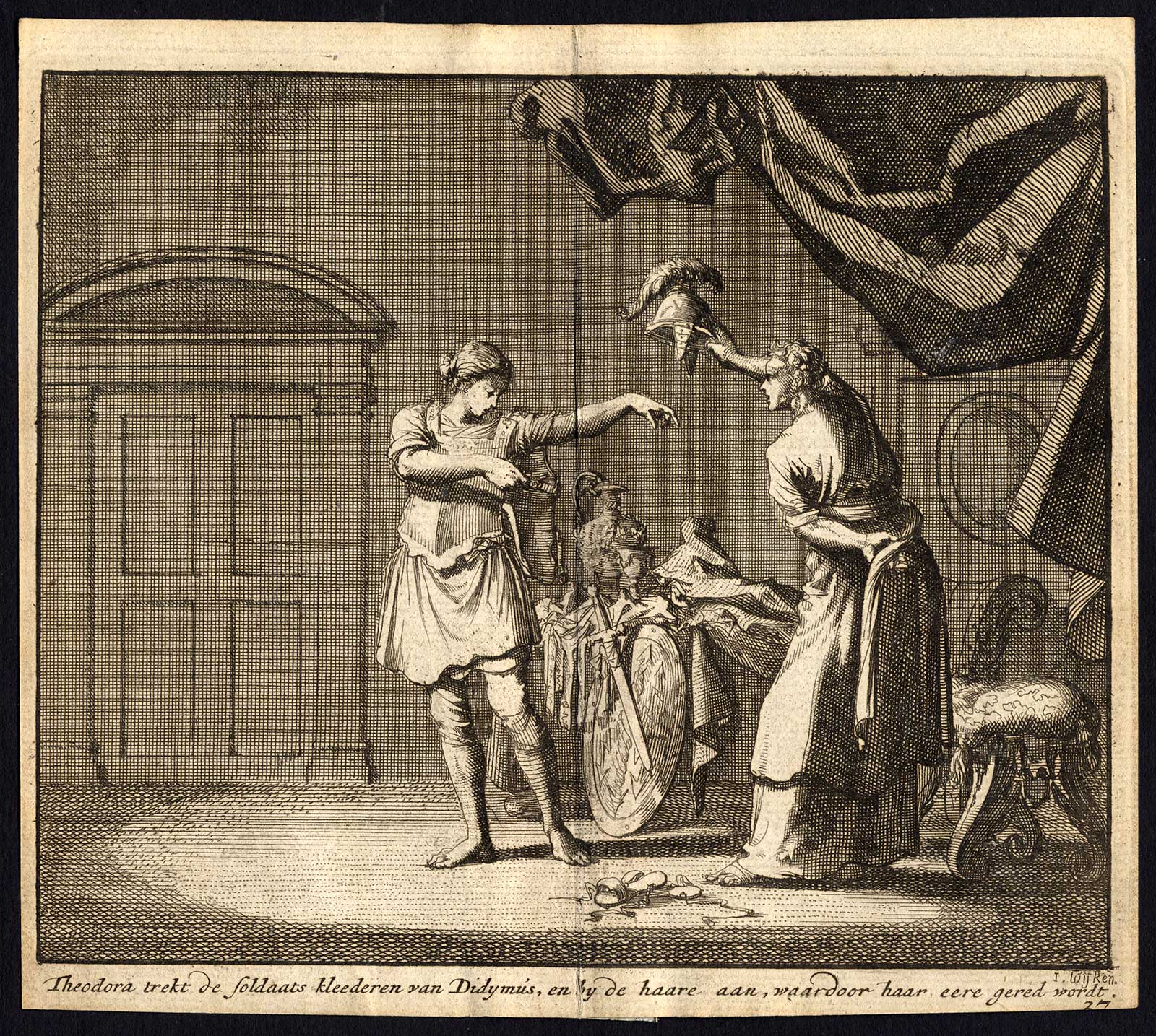 Theodora and Didymus exchange clothes in the brothel