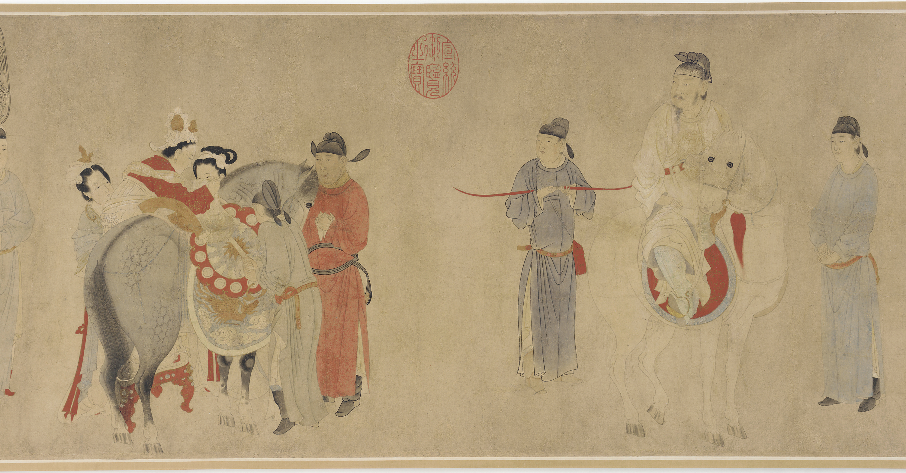 Yuan Dynasty, Yang Guifei Mounting a Horses, by Qian Xuan (1235-1307)