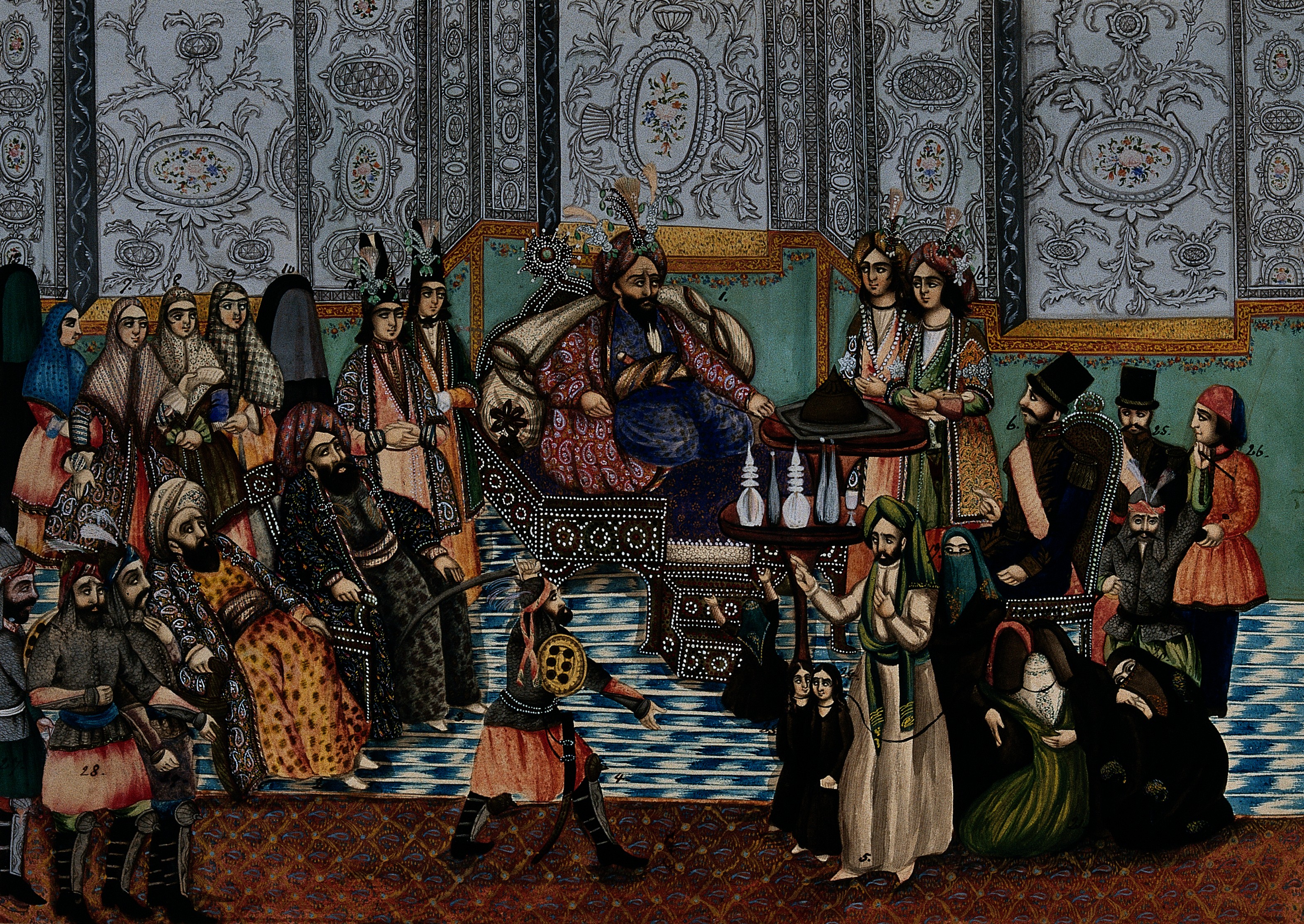 Mezed in his court, watching Shamar raising his sword at the Imam Wellcome