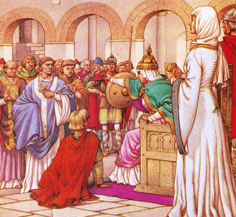 Brunehilda, queen of the Burgundians, expelled Columbanus for preaching against the luxury of her court)
