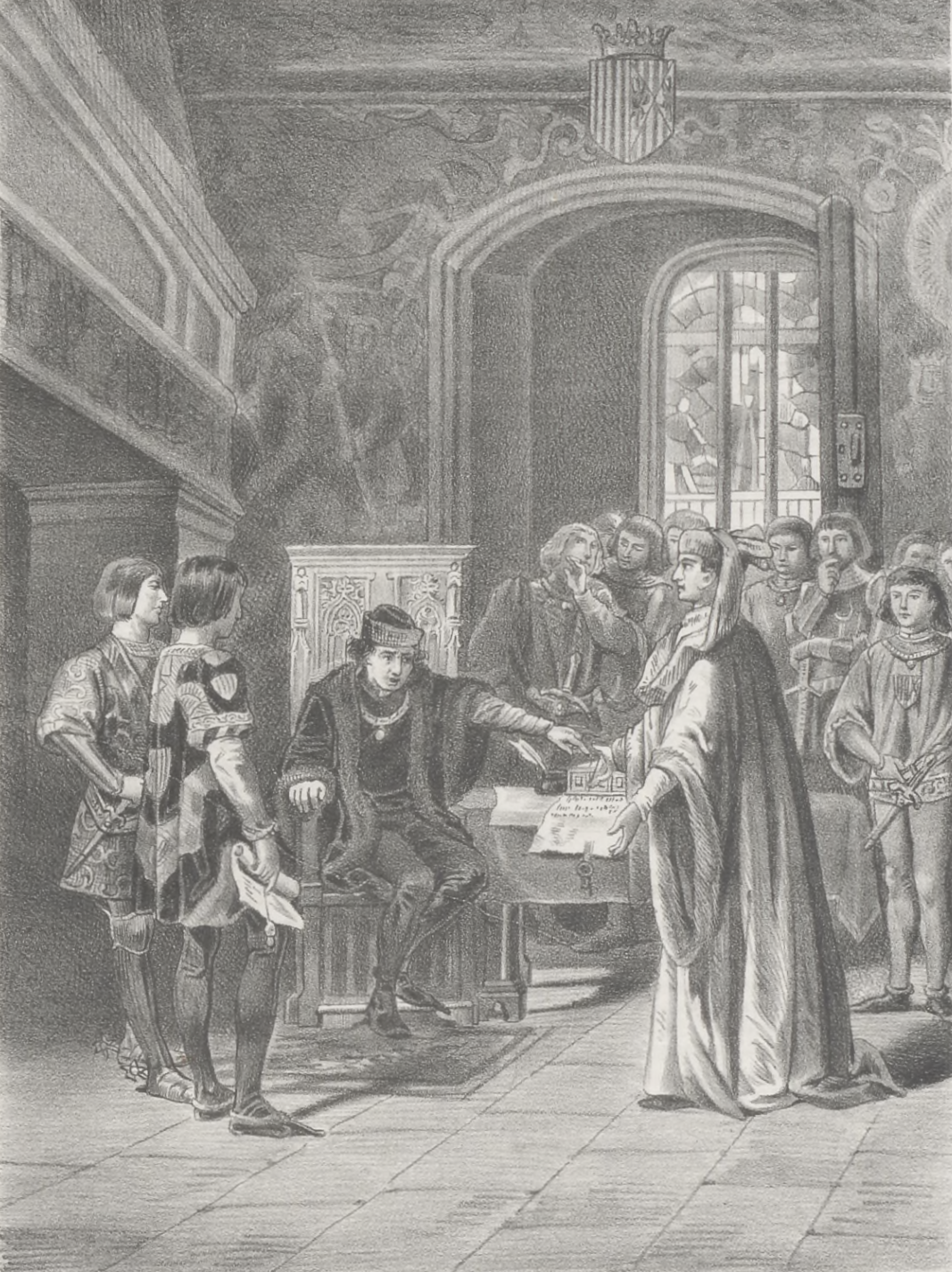 Joan Fivaller before Ferdinand I of Aragon