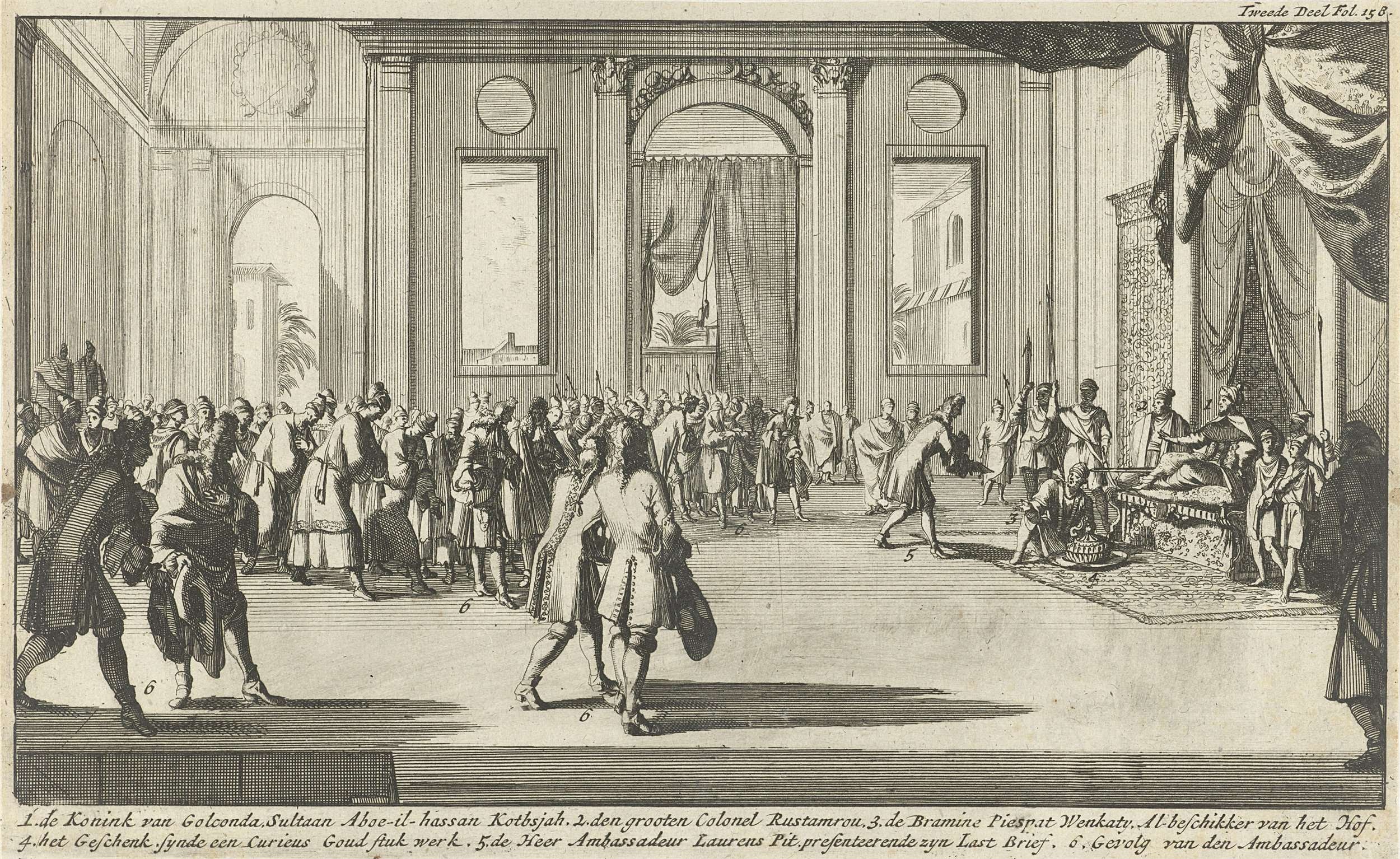 Laurens Pit visits Sultan Abul Hasan Qutb Shah in Golkonda to present him with a letter of authority