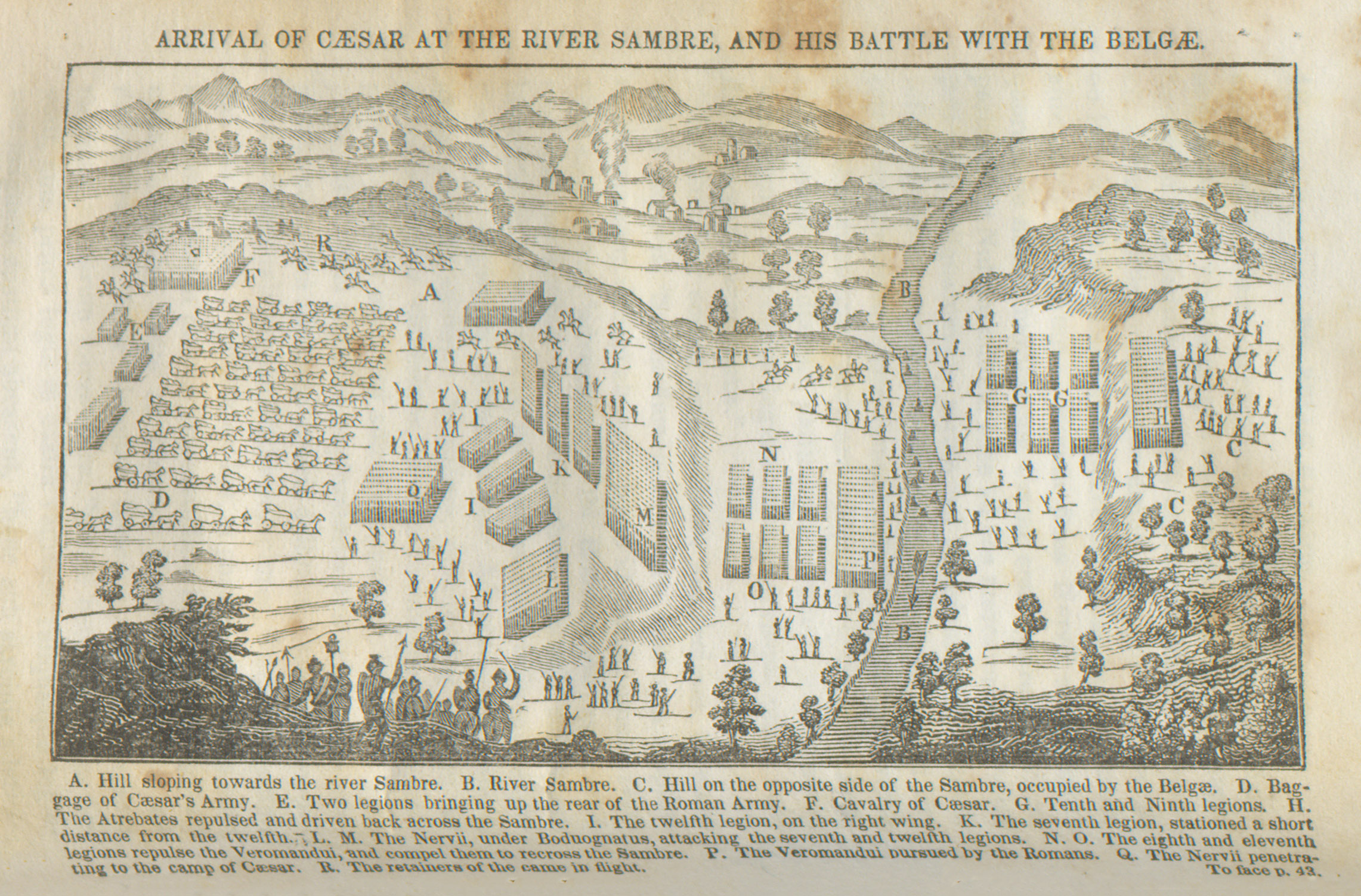 Caesar's forces at the Sambre (Sabis) river & battle with the Belgae