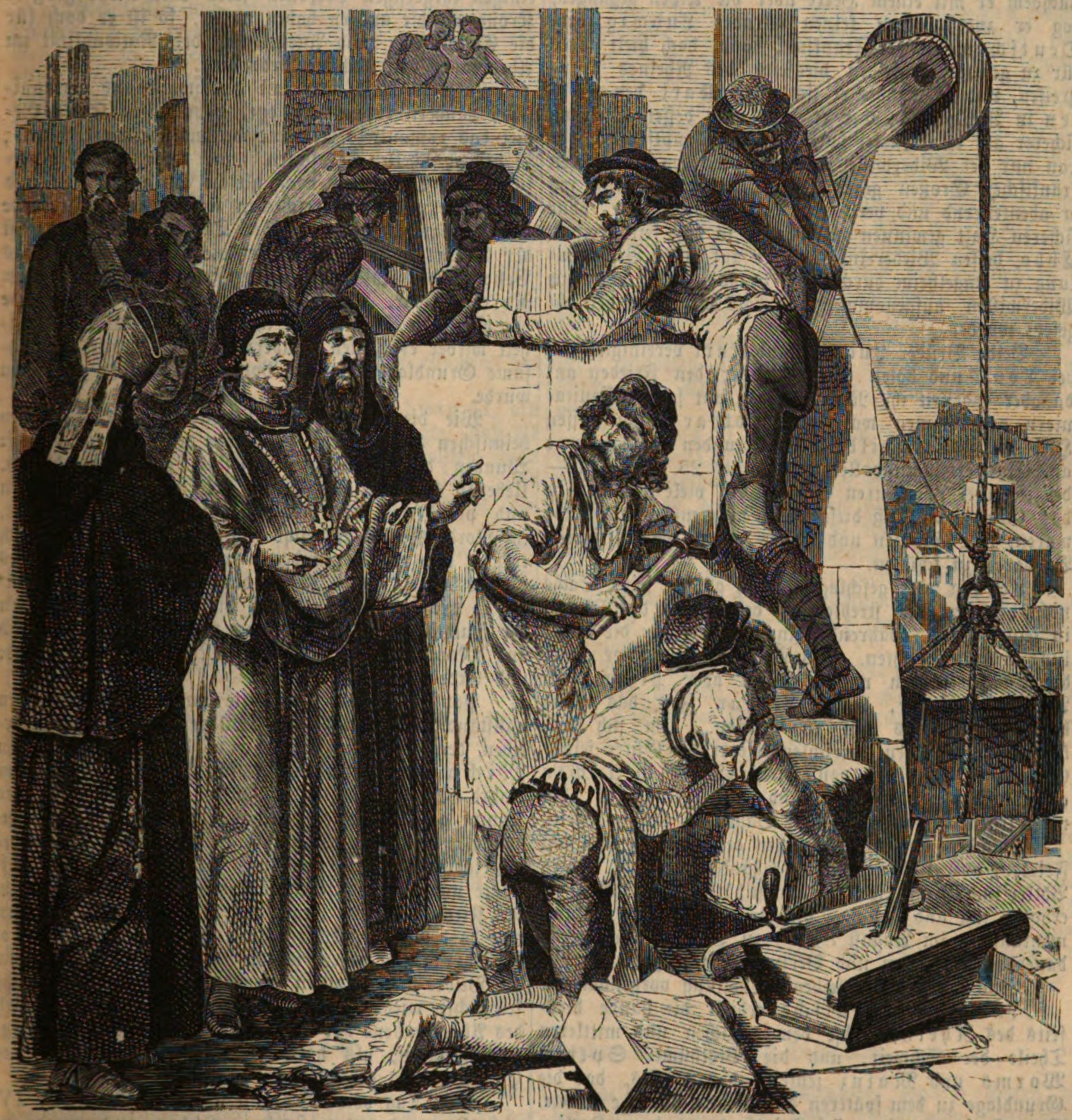 Pope Leo IV has a new district built in Rome and encourages the workers to work hard