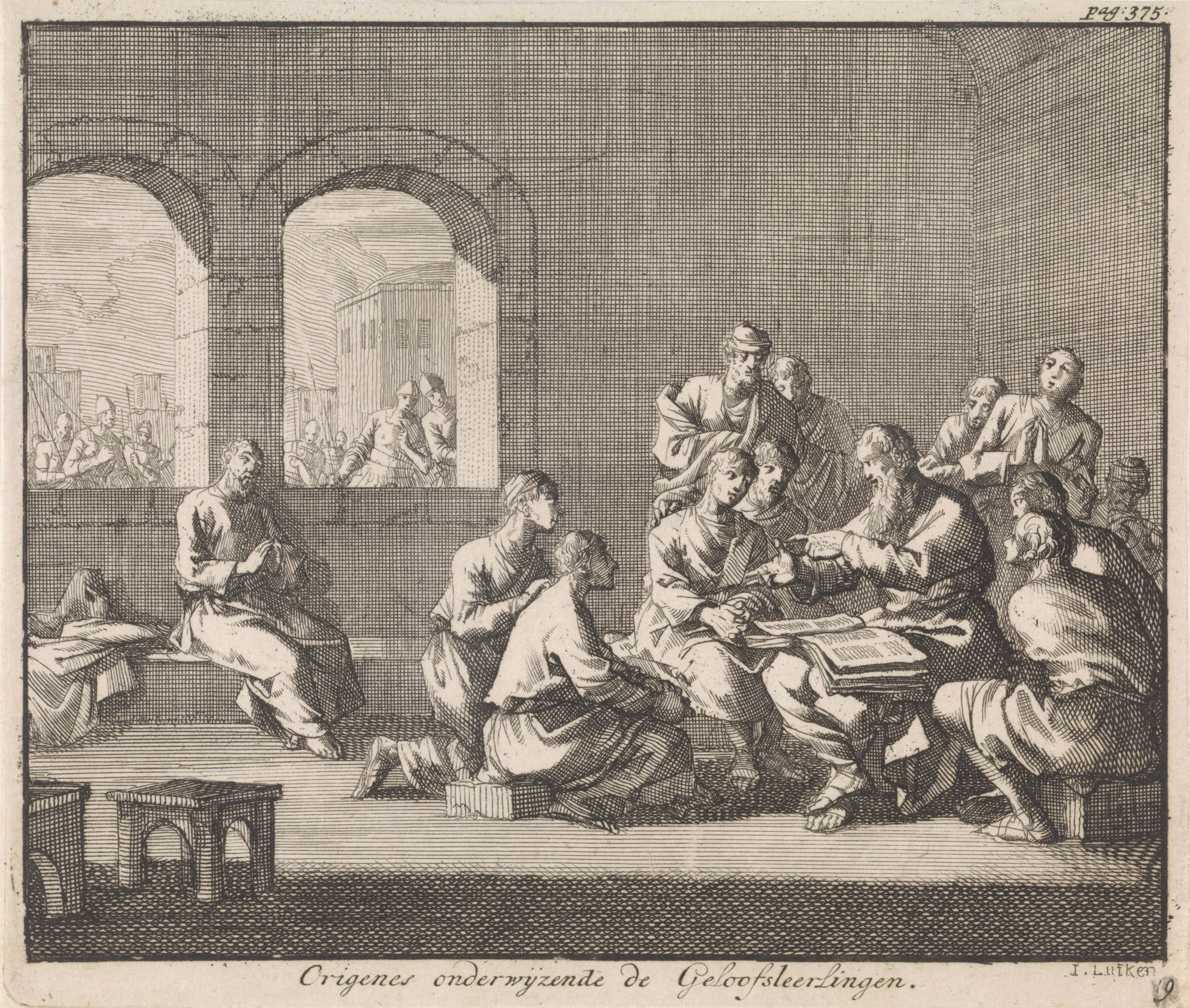 Origen teaches the catechism to a group of pupils