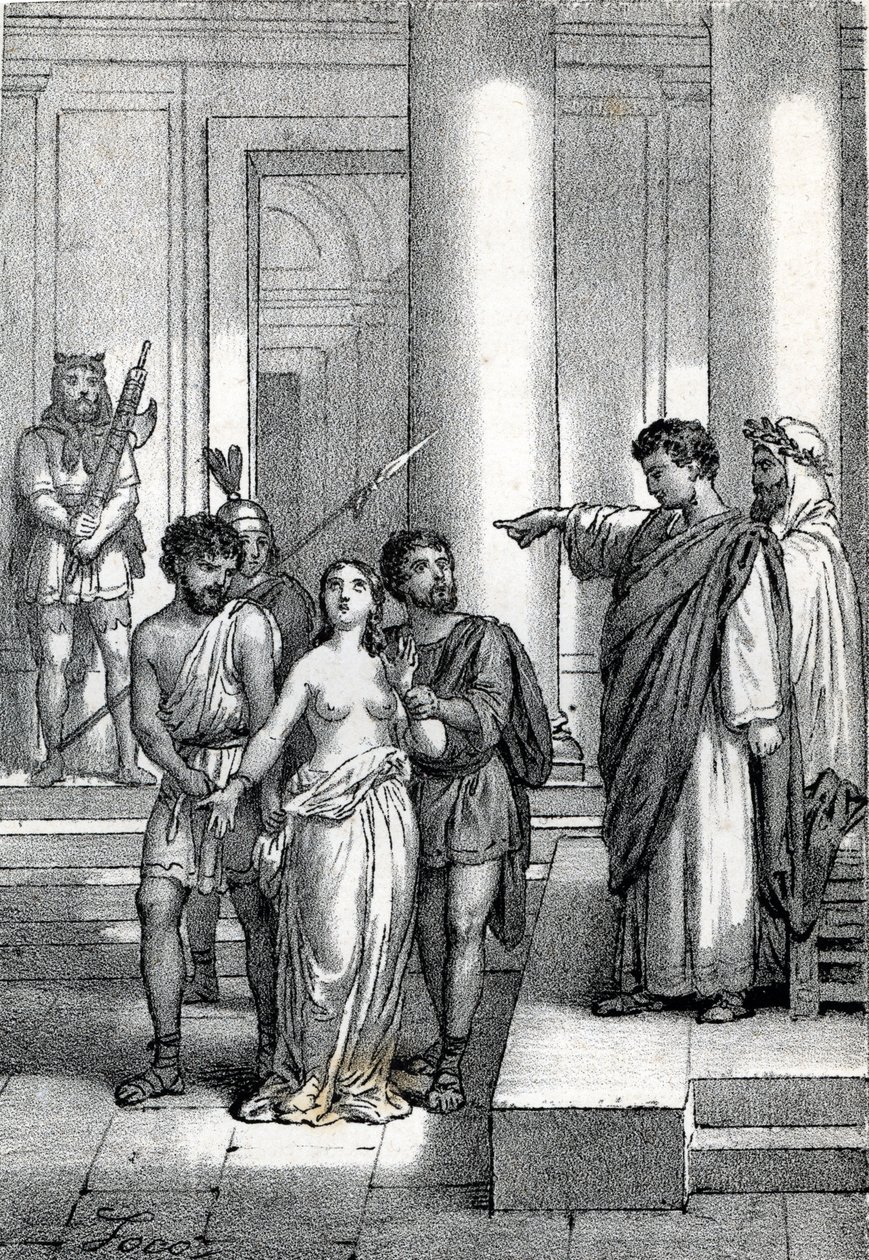 Agnes of Rome brought naked through the streets to a brothel