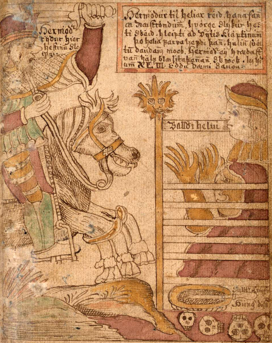Hermóðr riding to Baldr in Hel