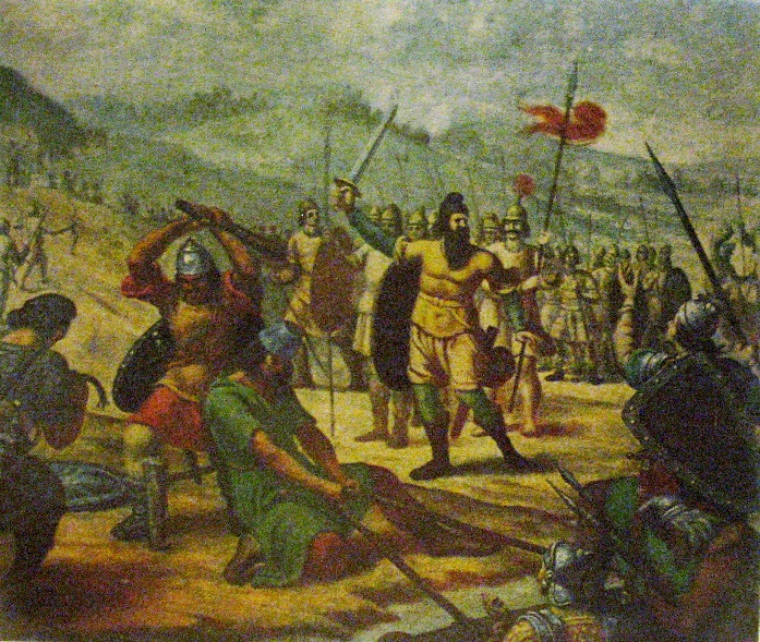 Asparukh crosses Danube and settles in Moesia, by Nikolai Pavlovich