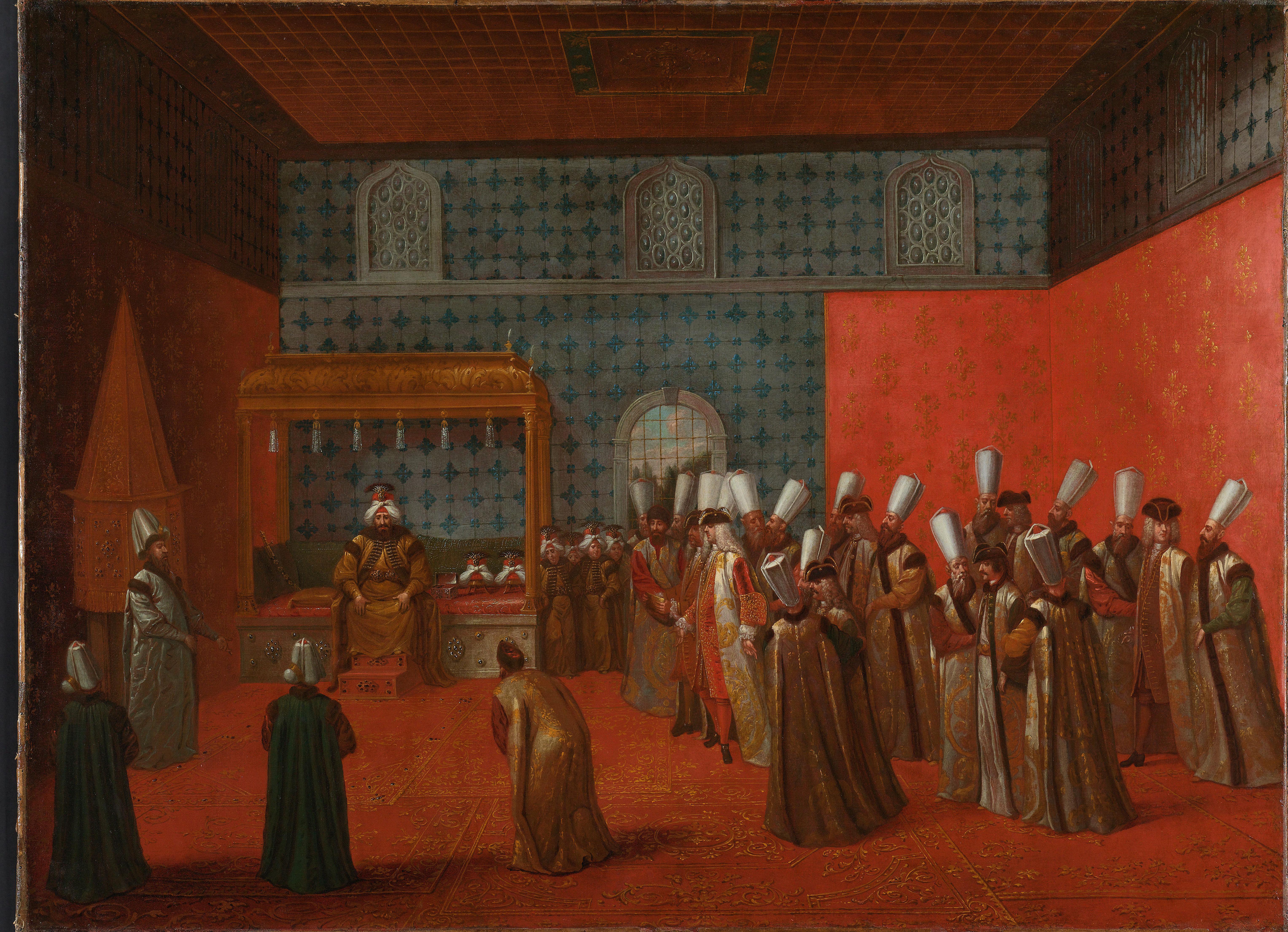 Ambassador Cornelis Calkoen at his Audience with Sultan Ahmed III Jean BaptisteVanmour