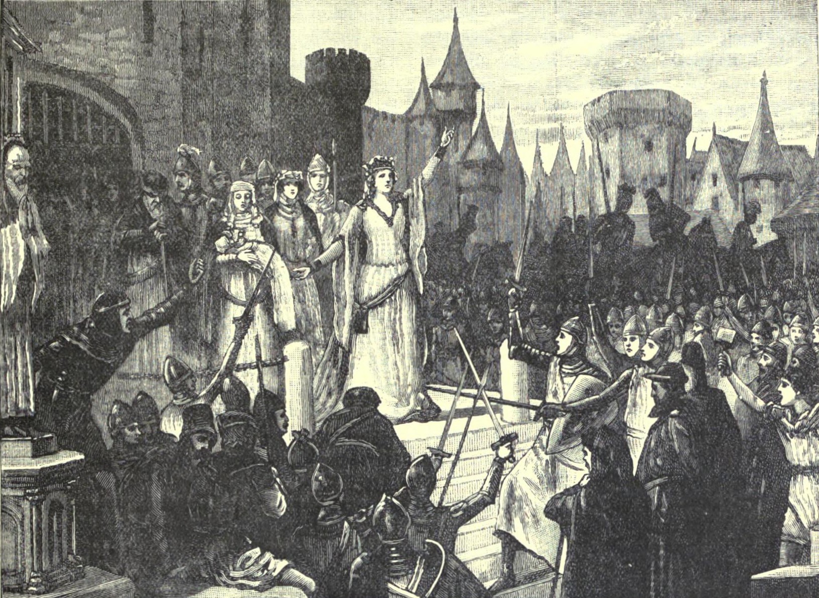 The countess of Montford inciting the people of Rennes to resist the French king