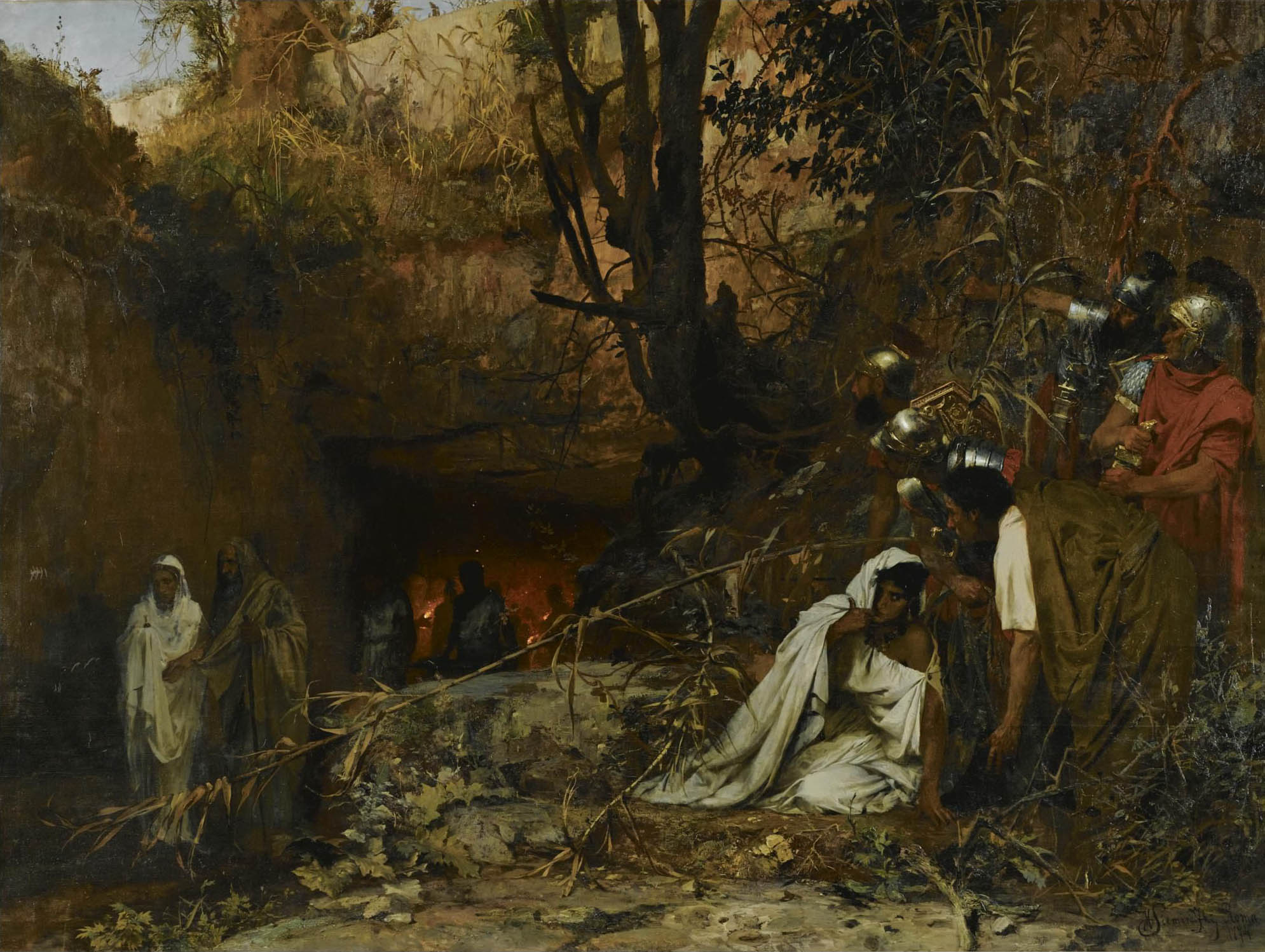 Persecutors of Christians at the entrance to the catacombs