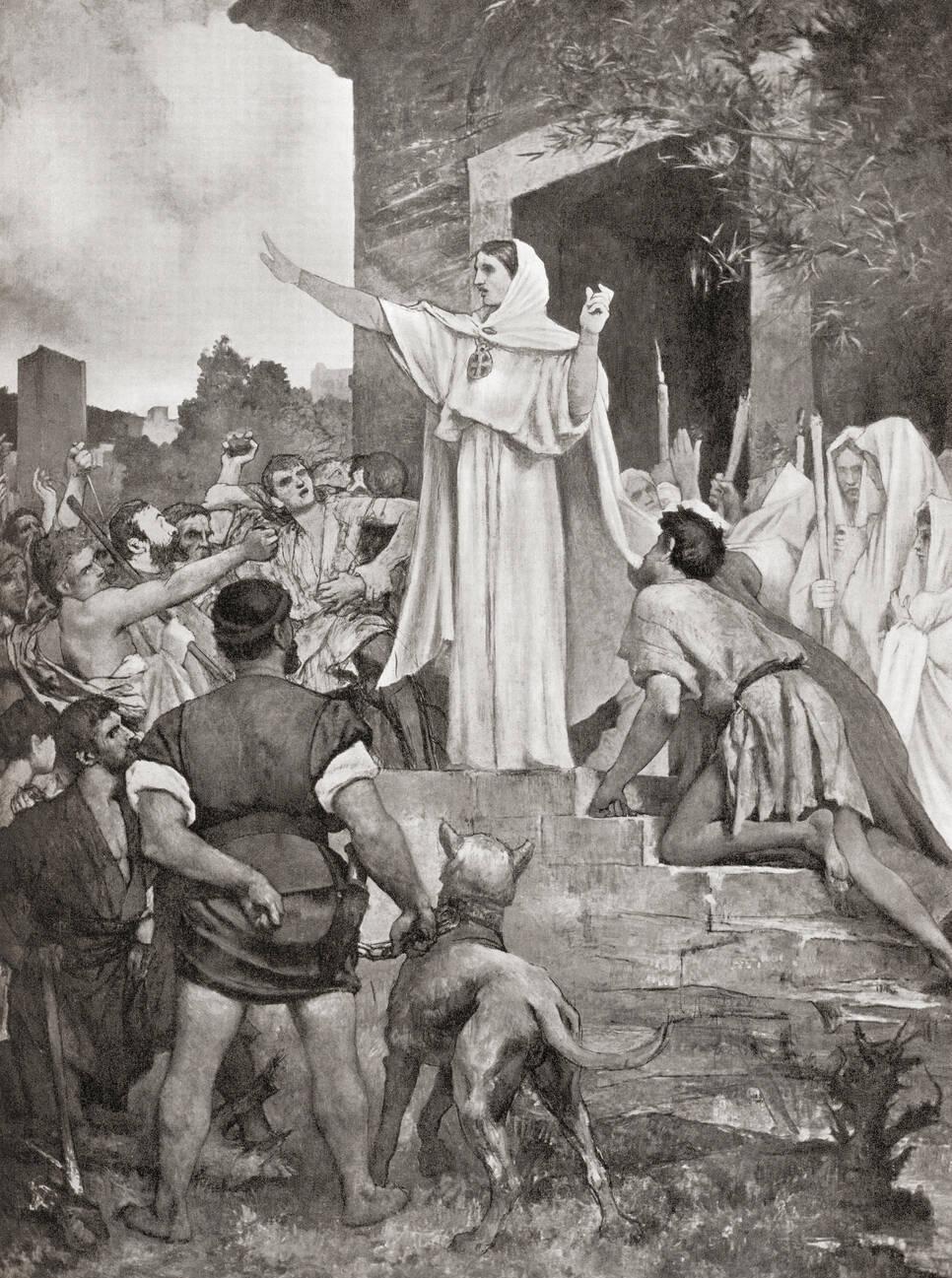 St. Genevieve calming the Parisians on the approach of Attila the Hun