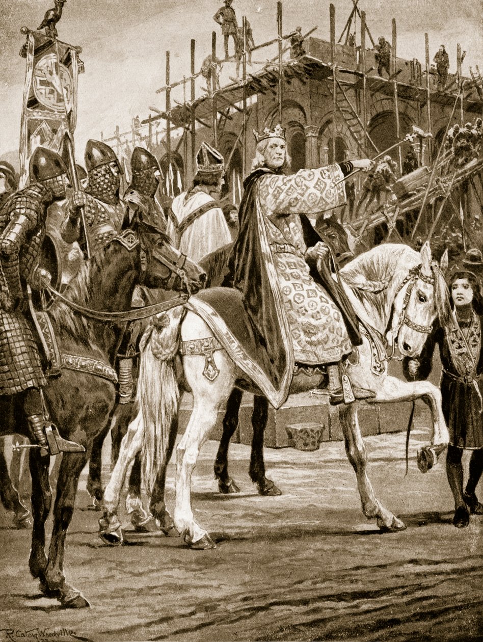 Edward the Confessor watching Westminster Abbey