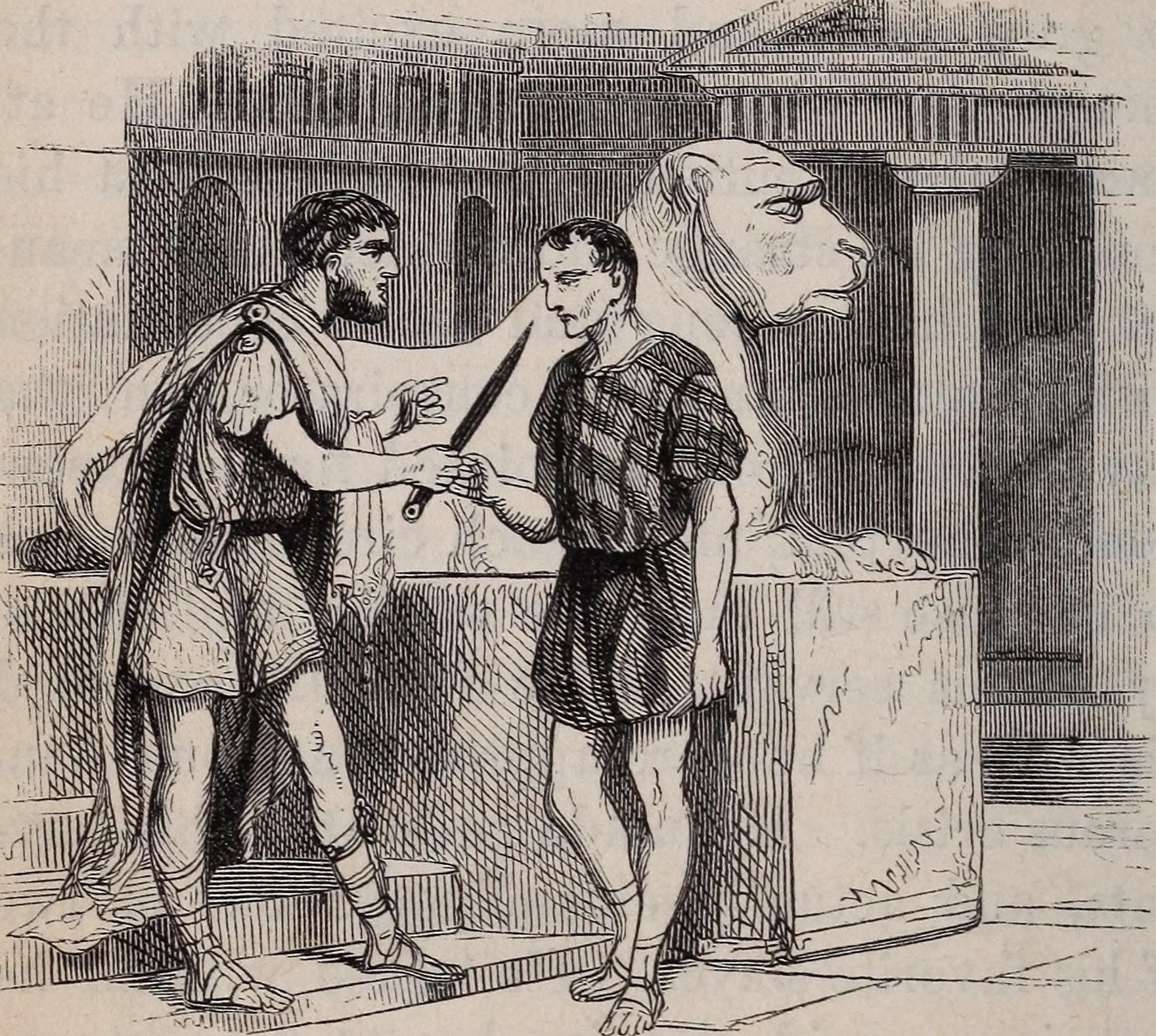 Flavius Scaevinus giving the knife to Milichus
