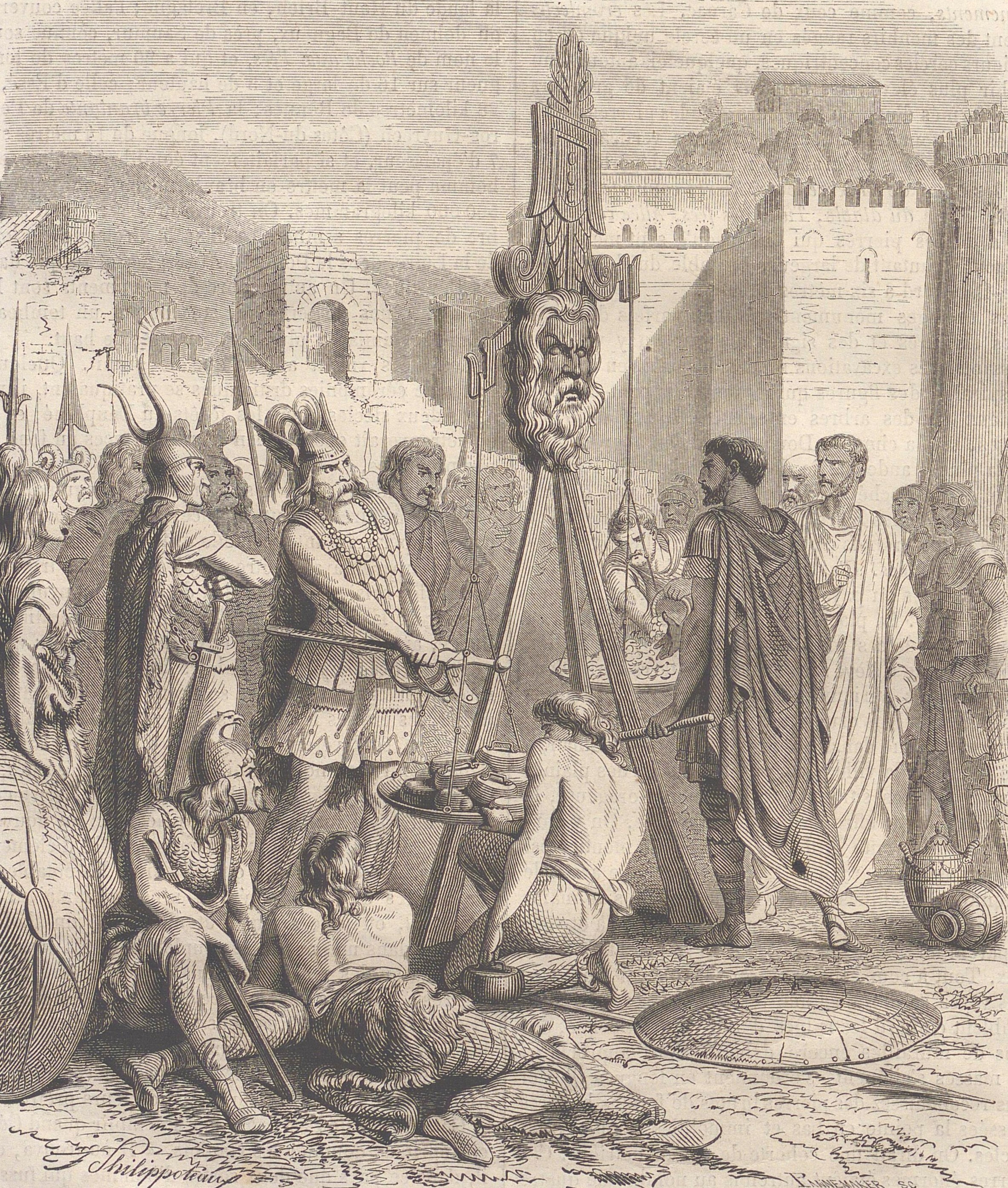 Bremmus Throwing his Broadsword & Baldric Into the Balance