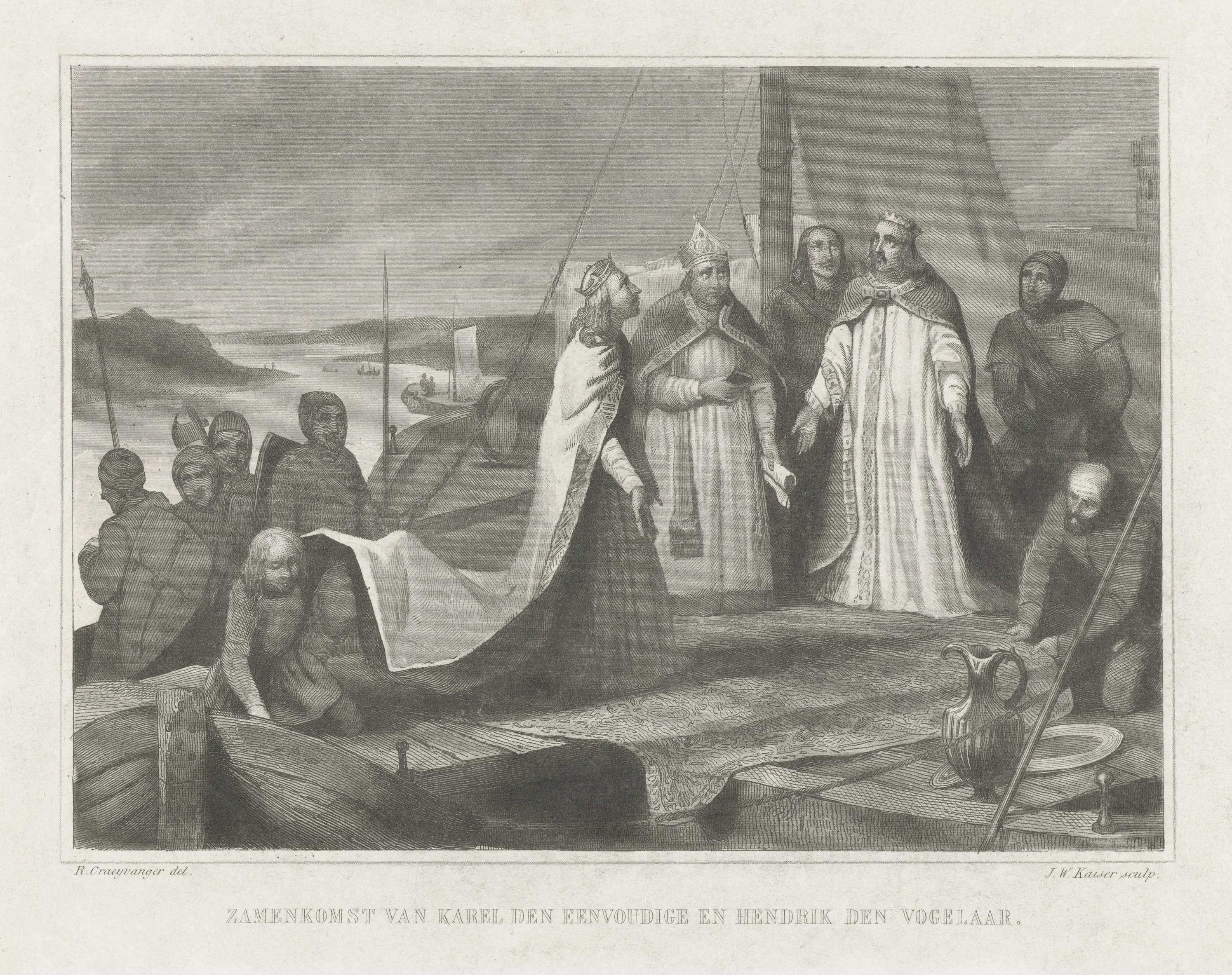 Ontmoeting van Karel de Eenvoudige met Hendrik I de Vogelaar in