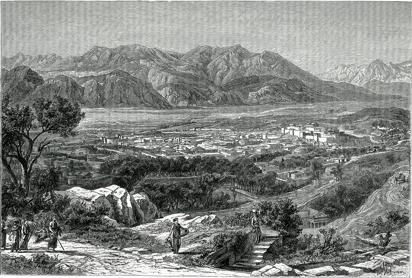Sparta, as it appeared old from Therapnae Right the acropolis ca