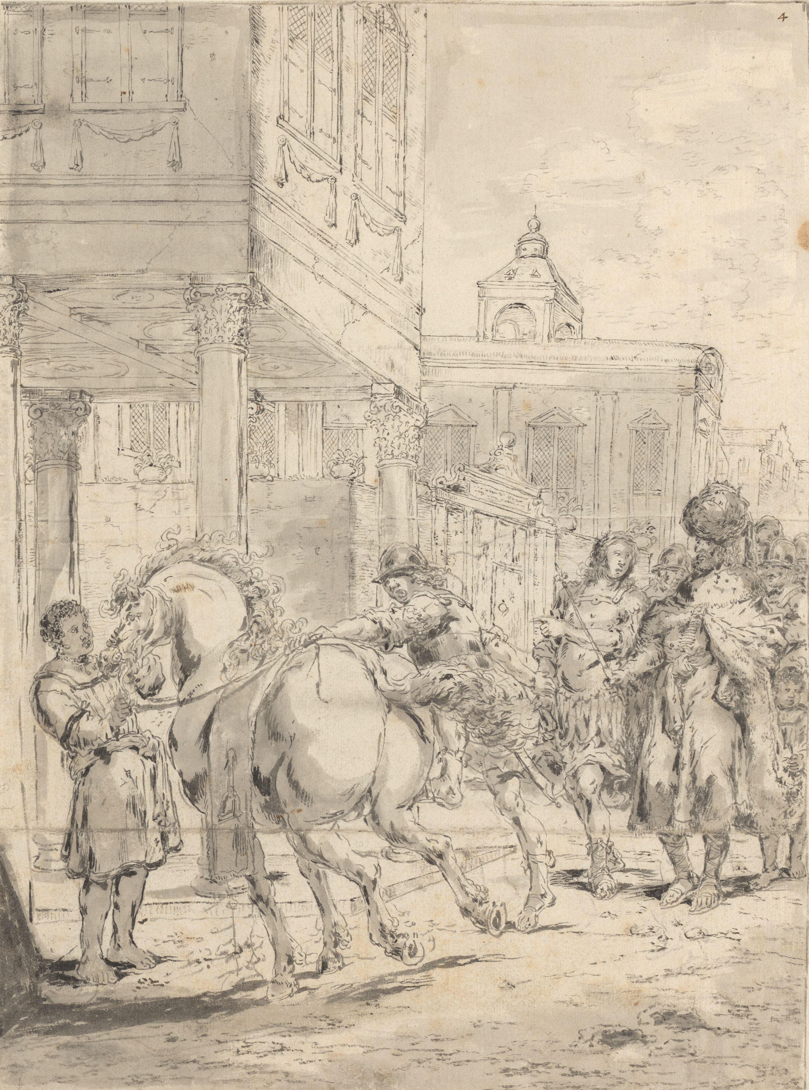 Philip II and Alexander the Great viewing the horse Bucephalus