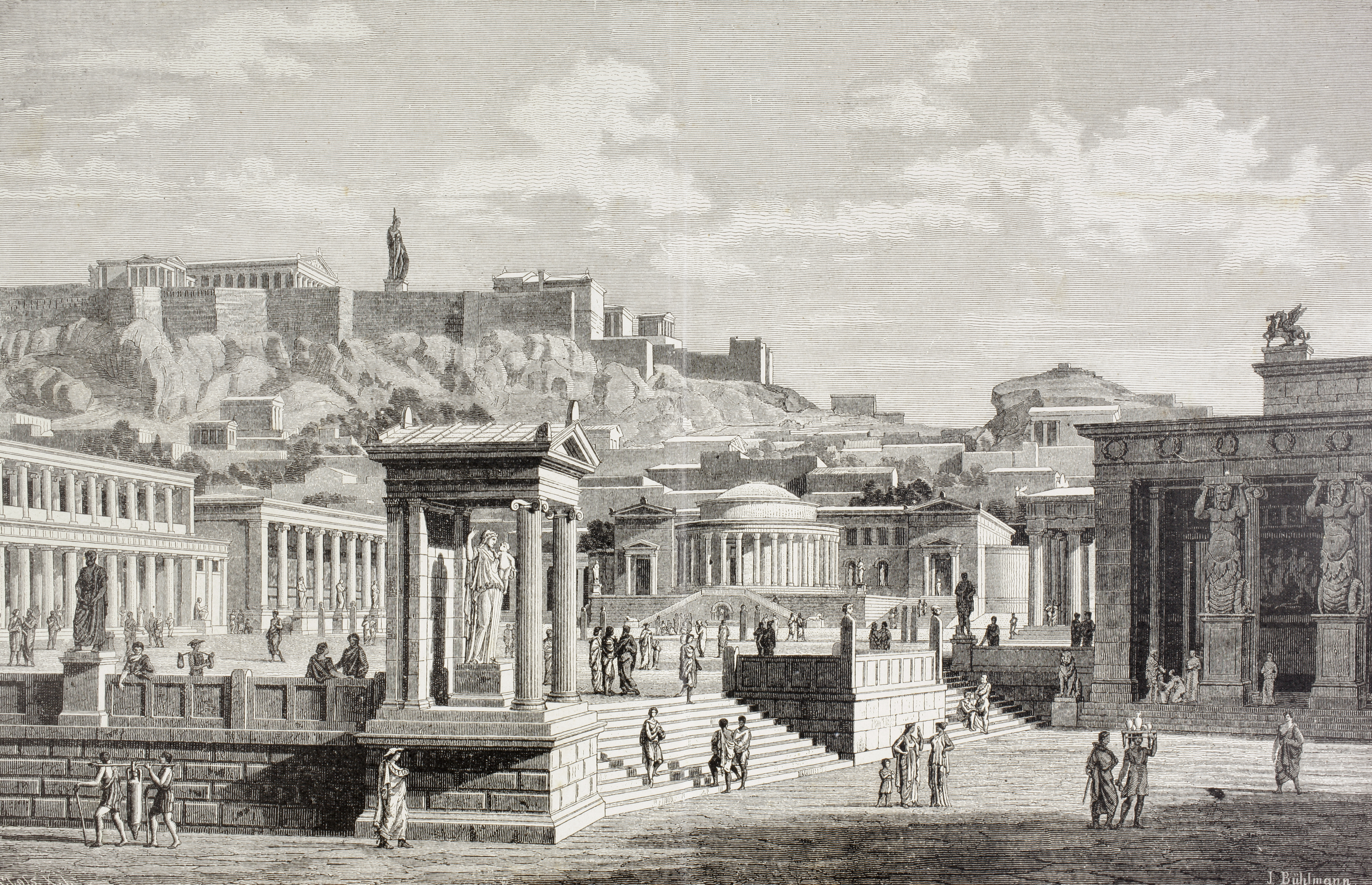 Imaginary View Of The Market Place, Of Agora In Athens, Ancient Greece. From El Mundo Ilustrado, Published Barcelona, 1880.
