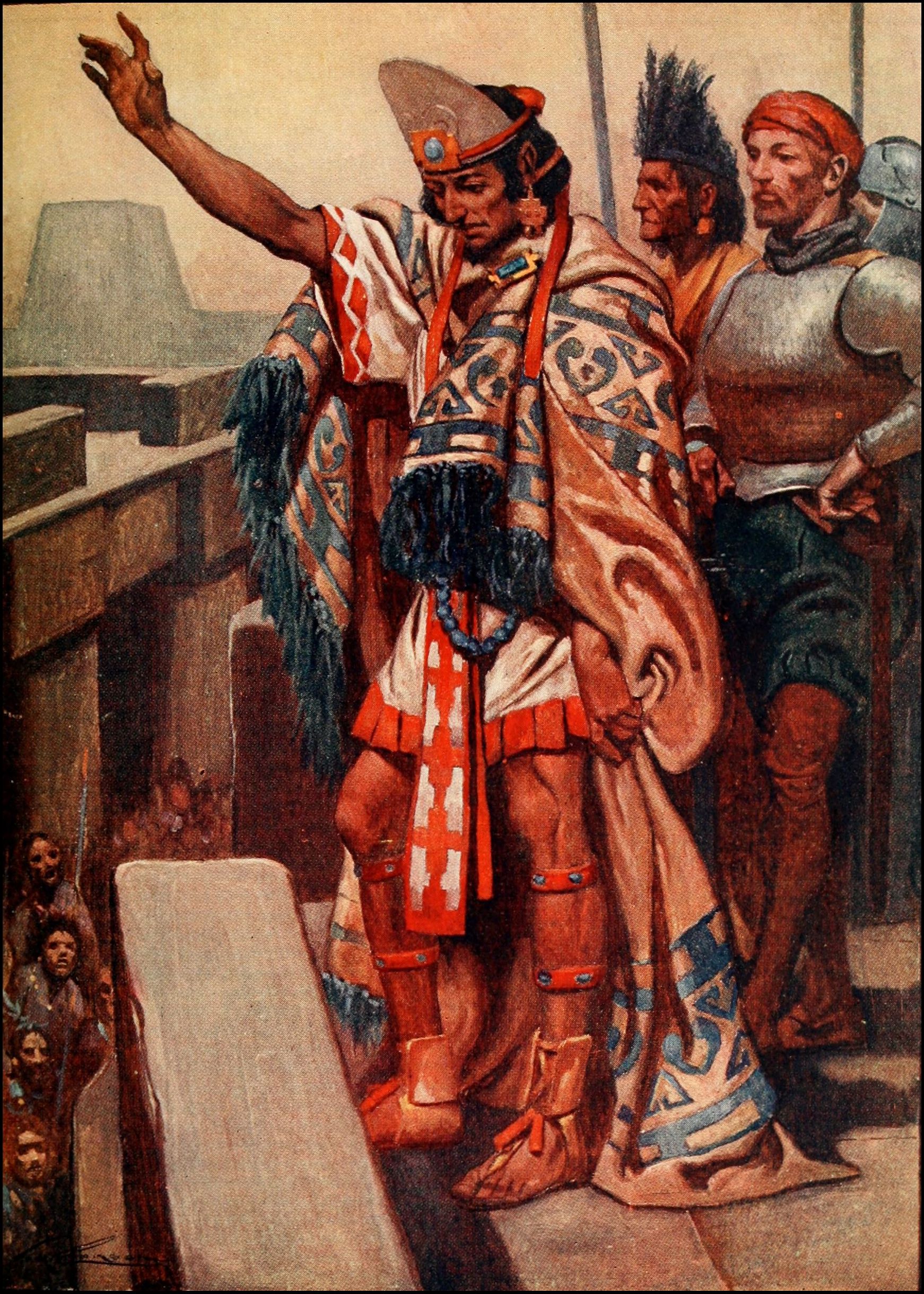 Montezuma instructs the people to lay down their arms