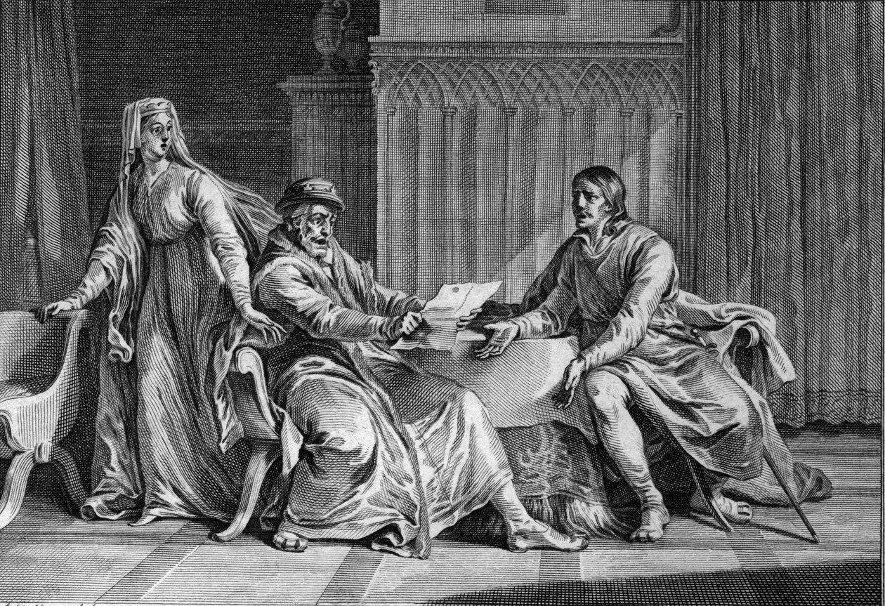 Louis the Fat shows his father Philip I the letter in which he allegedly asked the King of England to assassinate Louis
