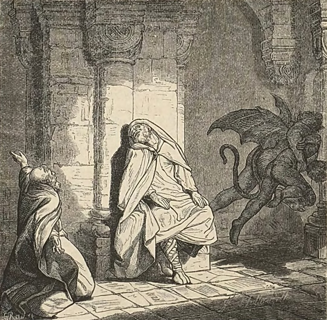 Devil taking the soul of dead Arnulf of Bavaria